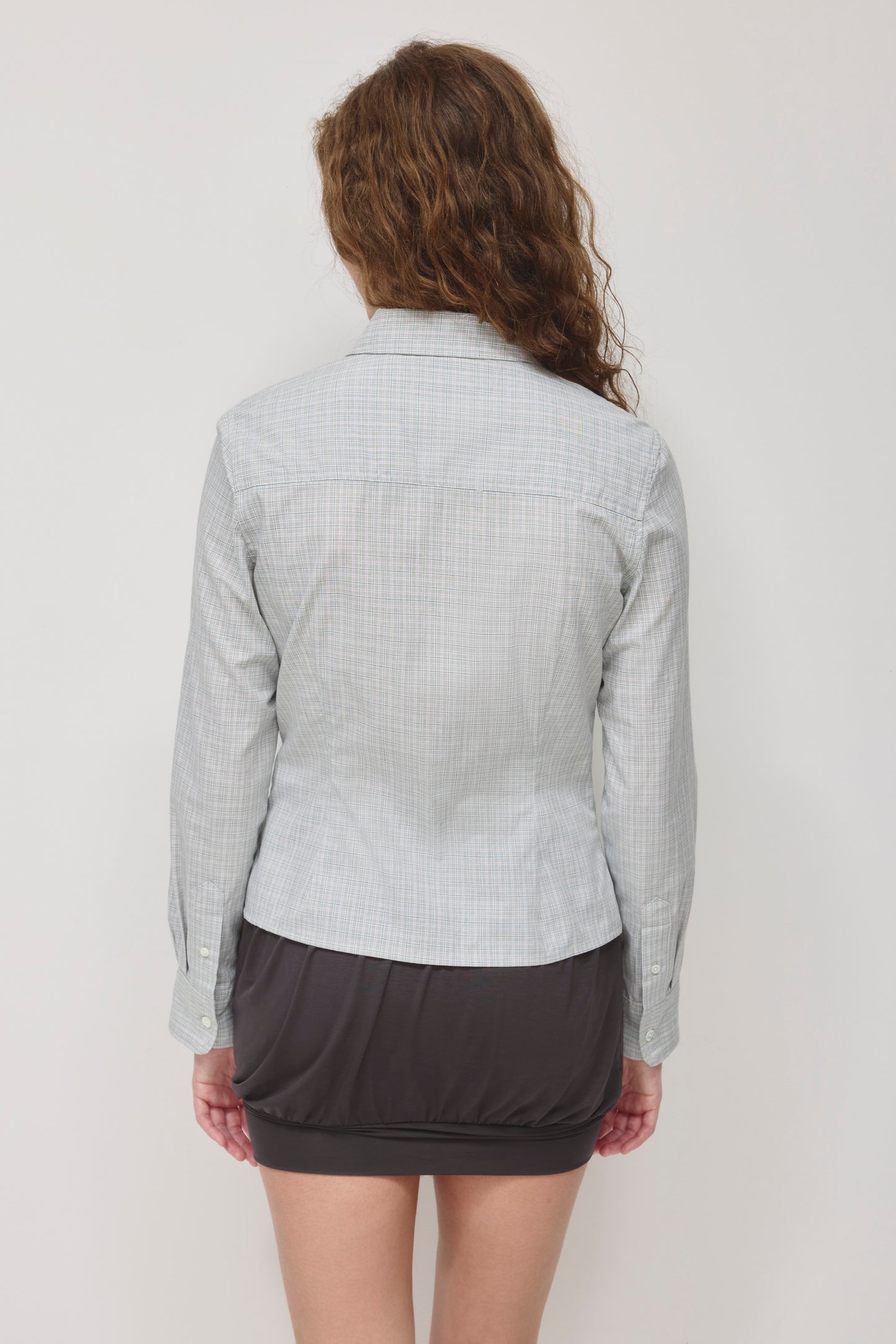 Women's Fitted Shirt in Dune Grass Check