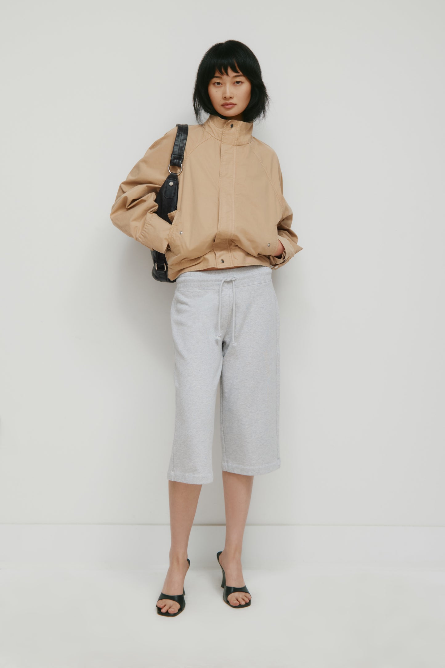 Women's French Terry Capri in Cloud Mix