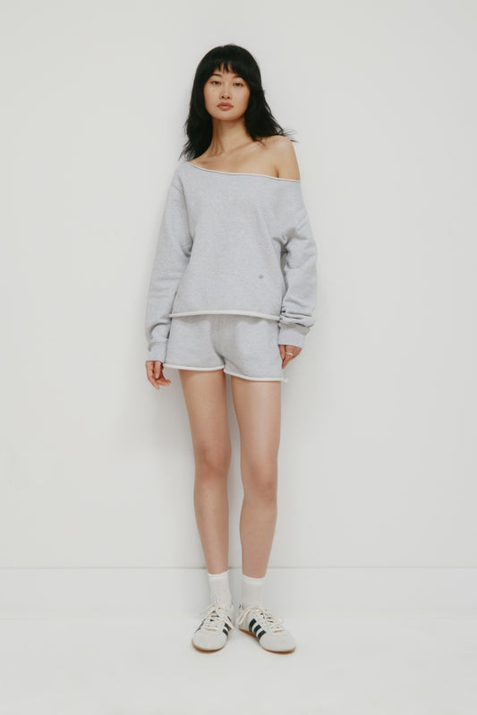 Women's French Terry Cutoff Mini Short in Cloud Mix