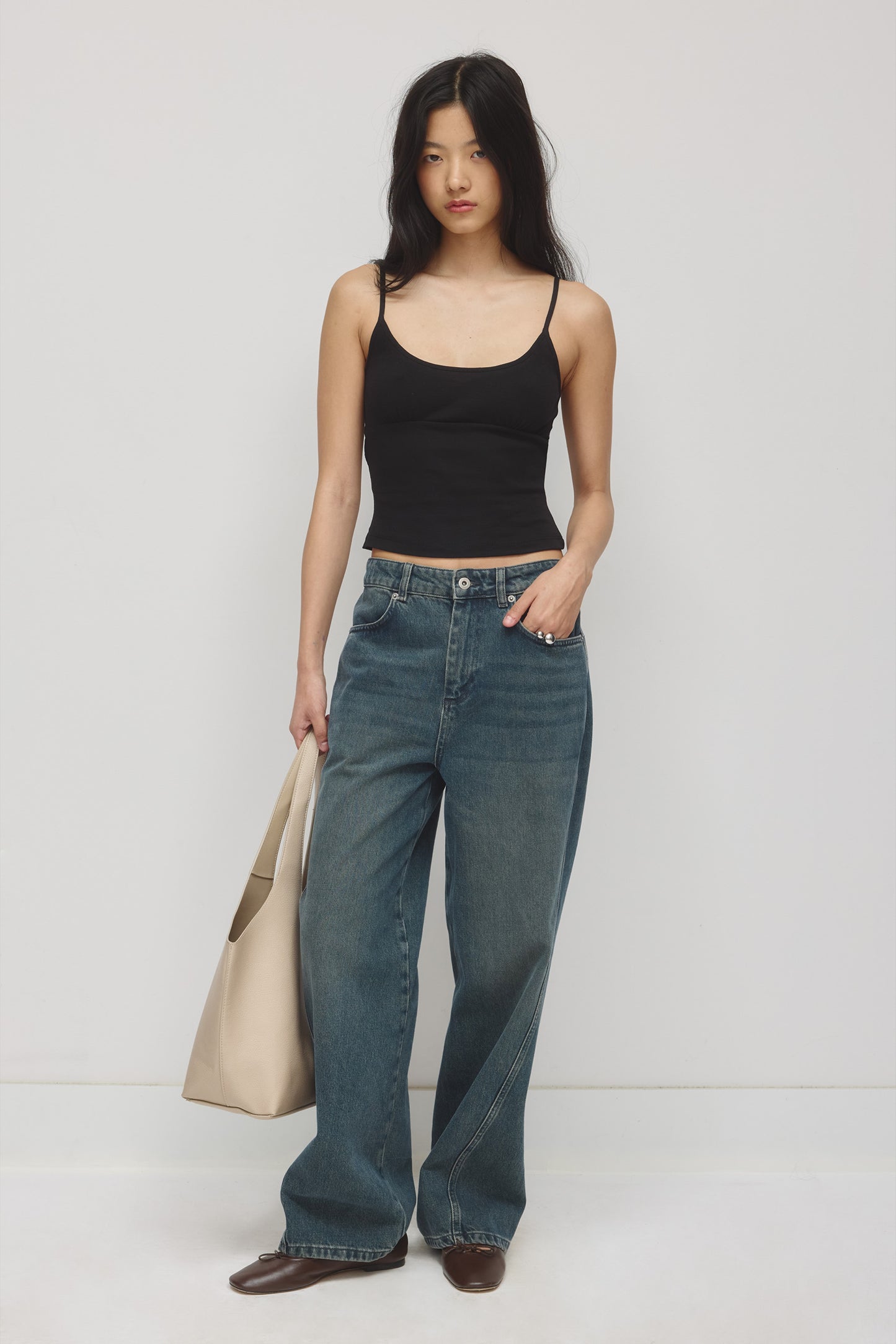 Women's Gathered Cami in Black