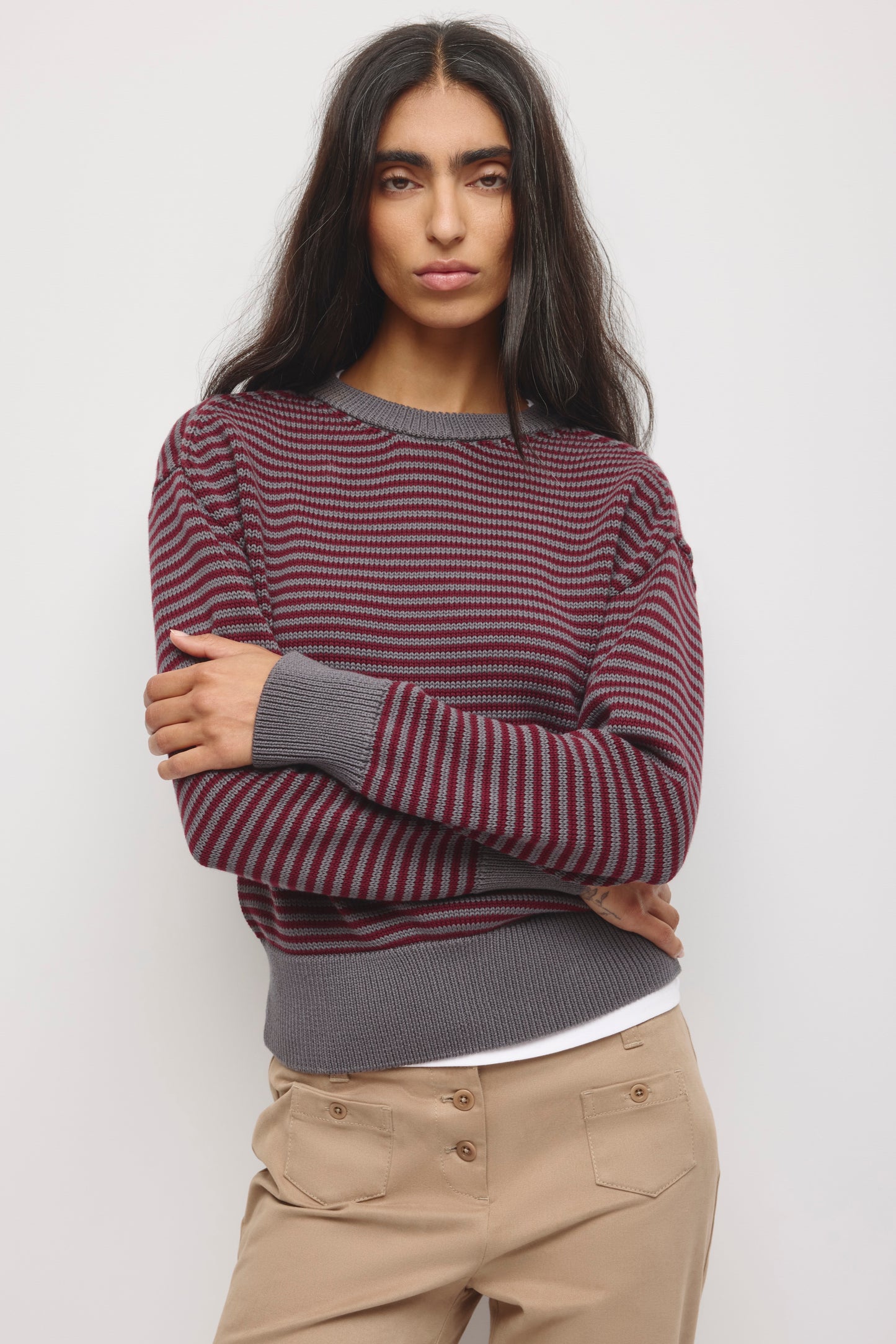 Women's Hamatah Sweater in Tawny Port/Thunderstorm