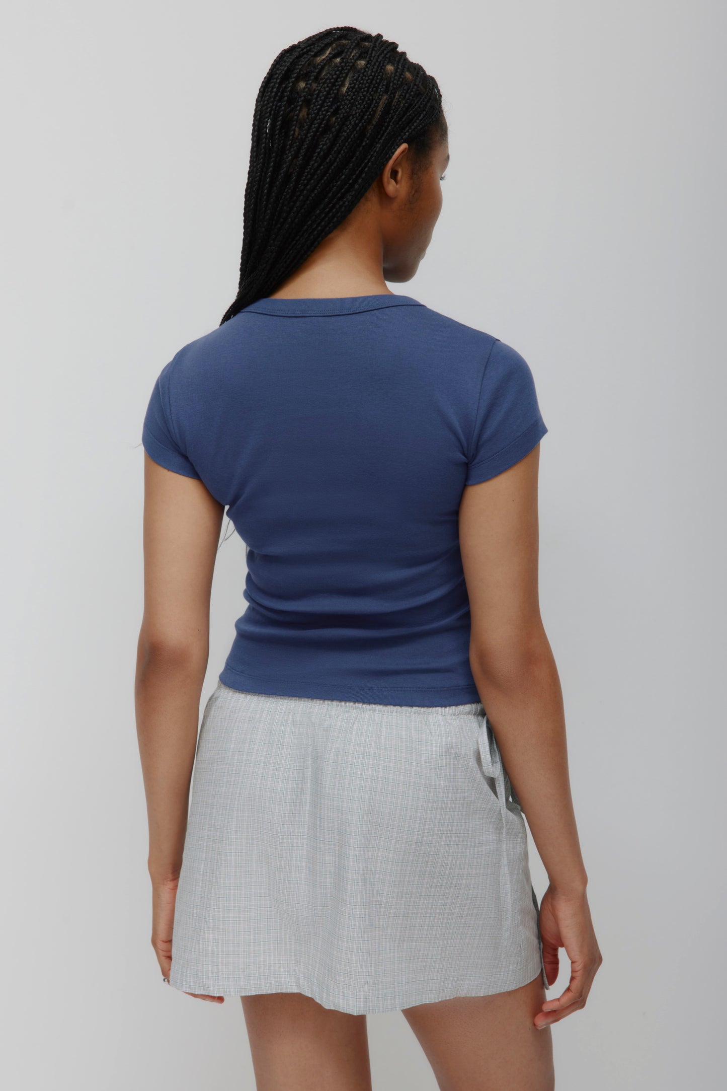 Women's High V-neck Tee in Dark Indigo