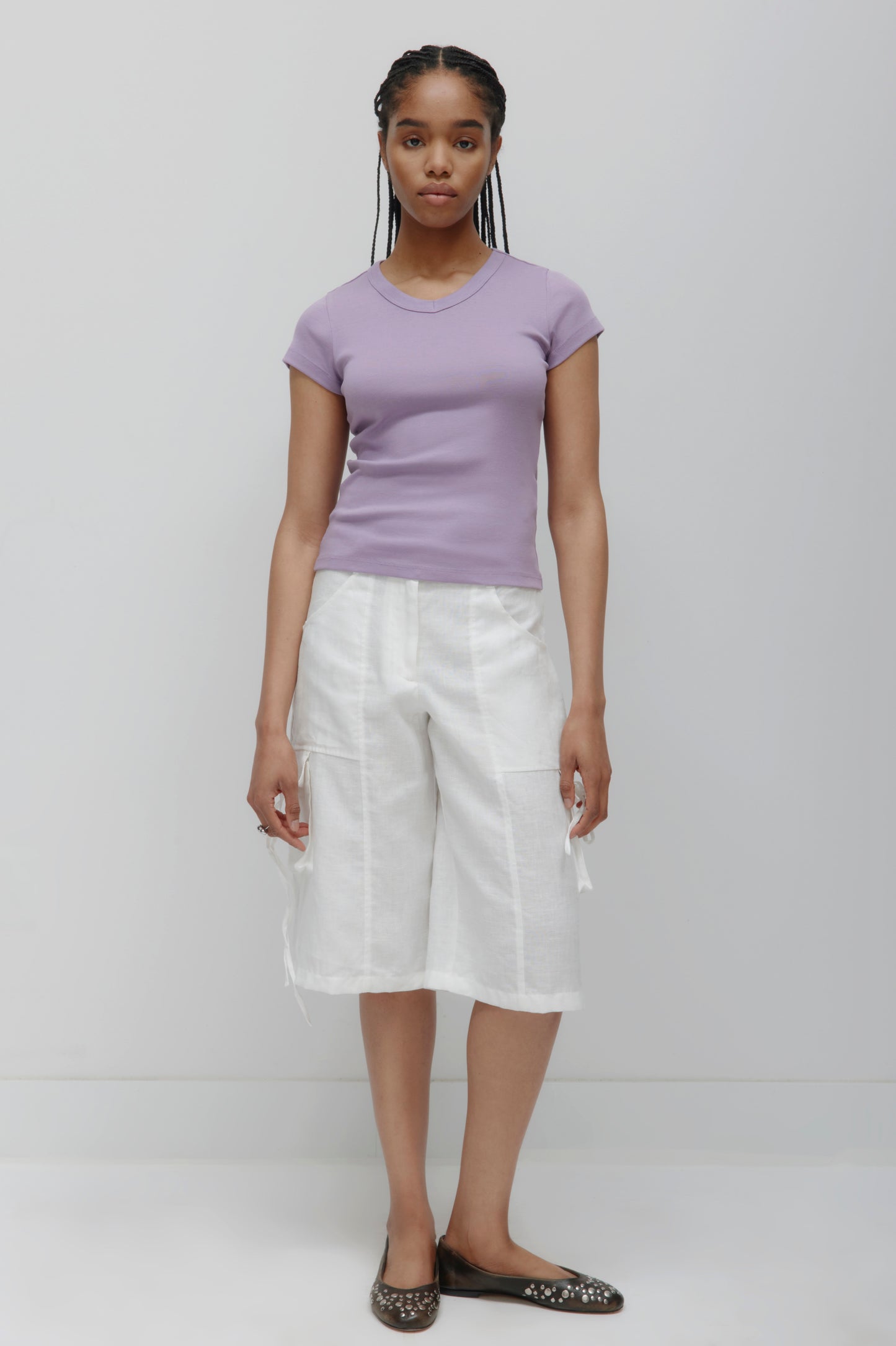 Women's High V-neck Tee in Mauve