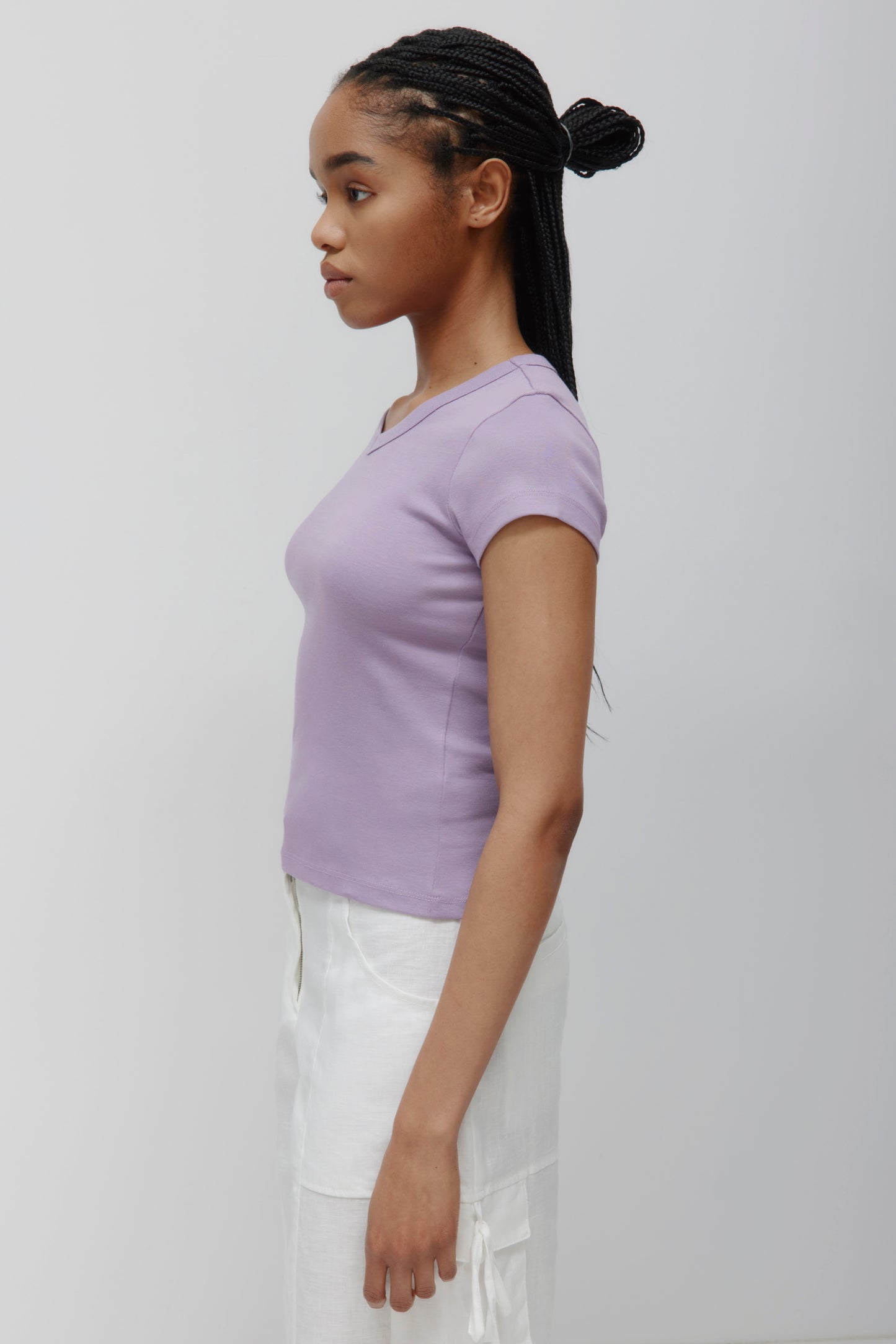 Women's High V-neck Tee in Mauve
