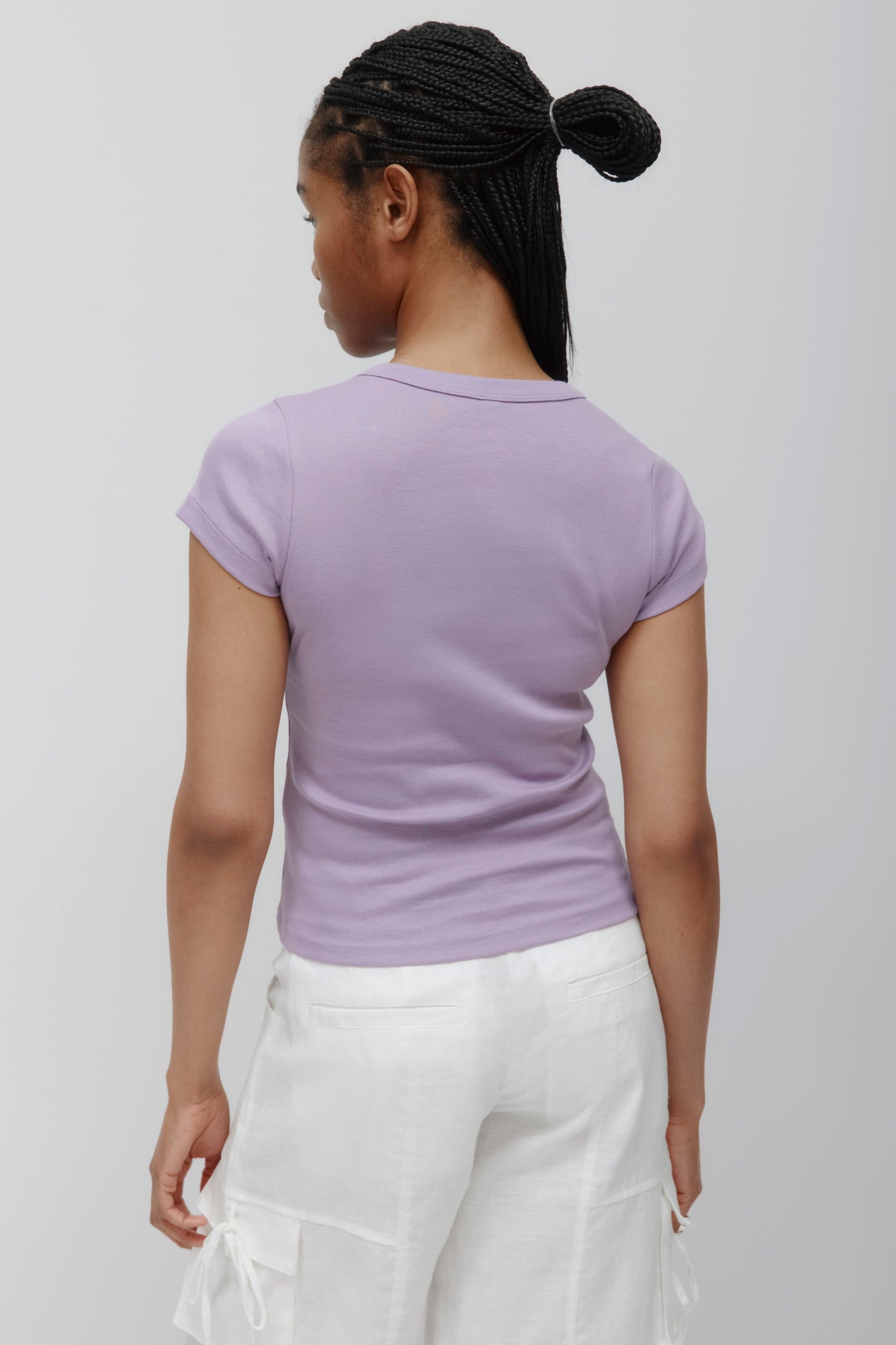 Women's High V-neck Tee in Mauve