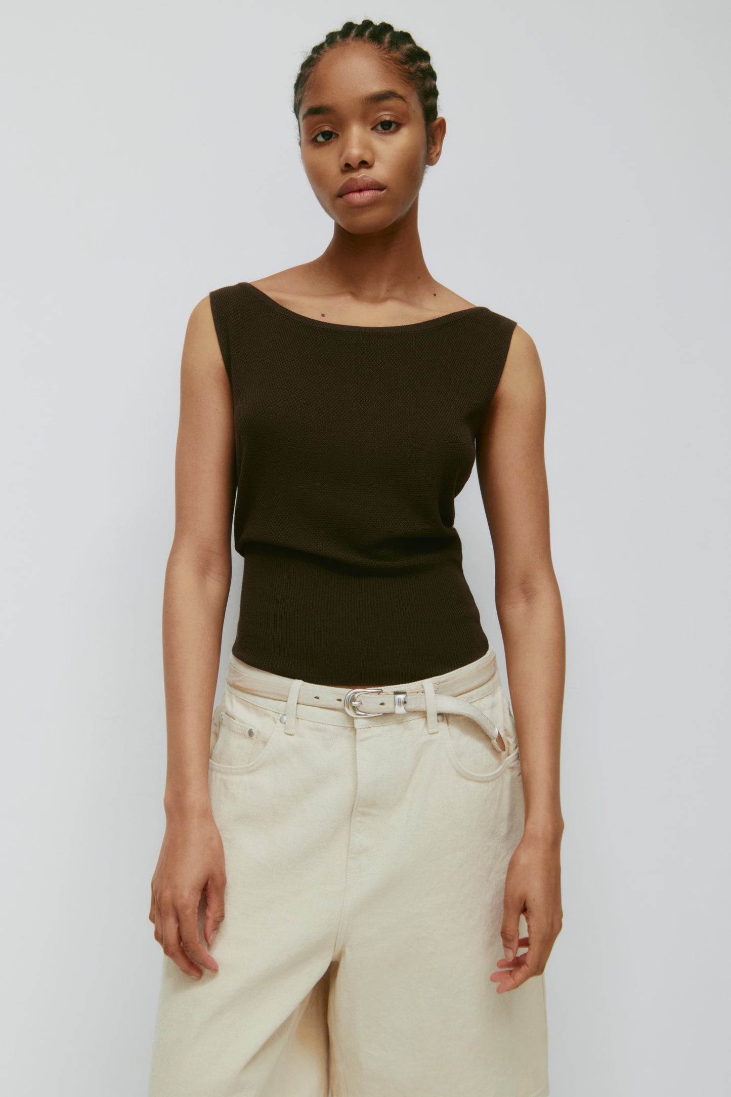 Women's Kenza Boatneck Tank in Cocoa