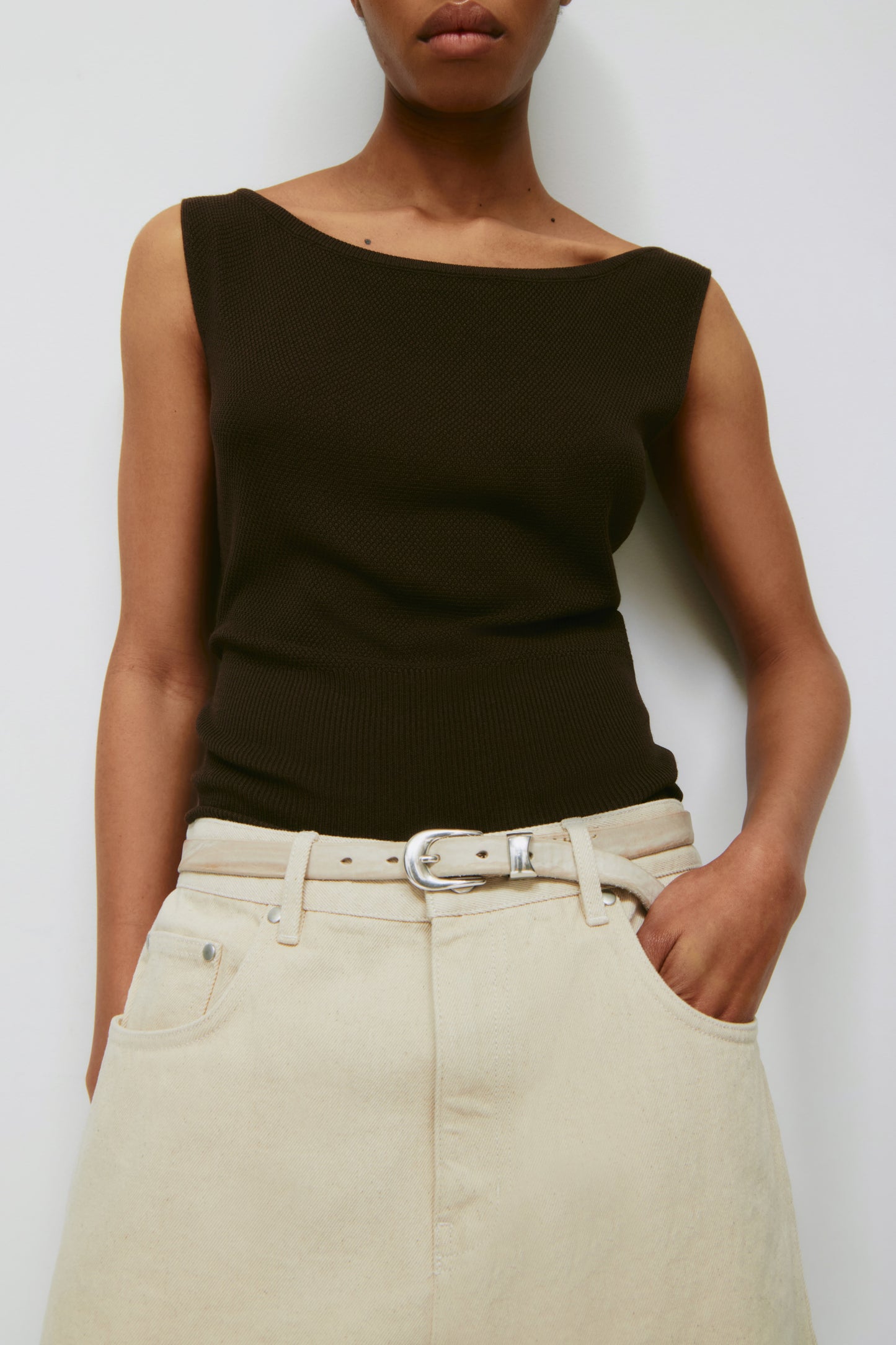 Women's Kenza Boatneck Tank in Cocoa