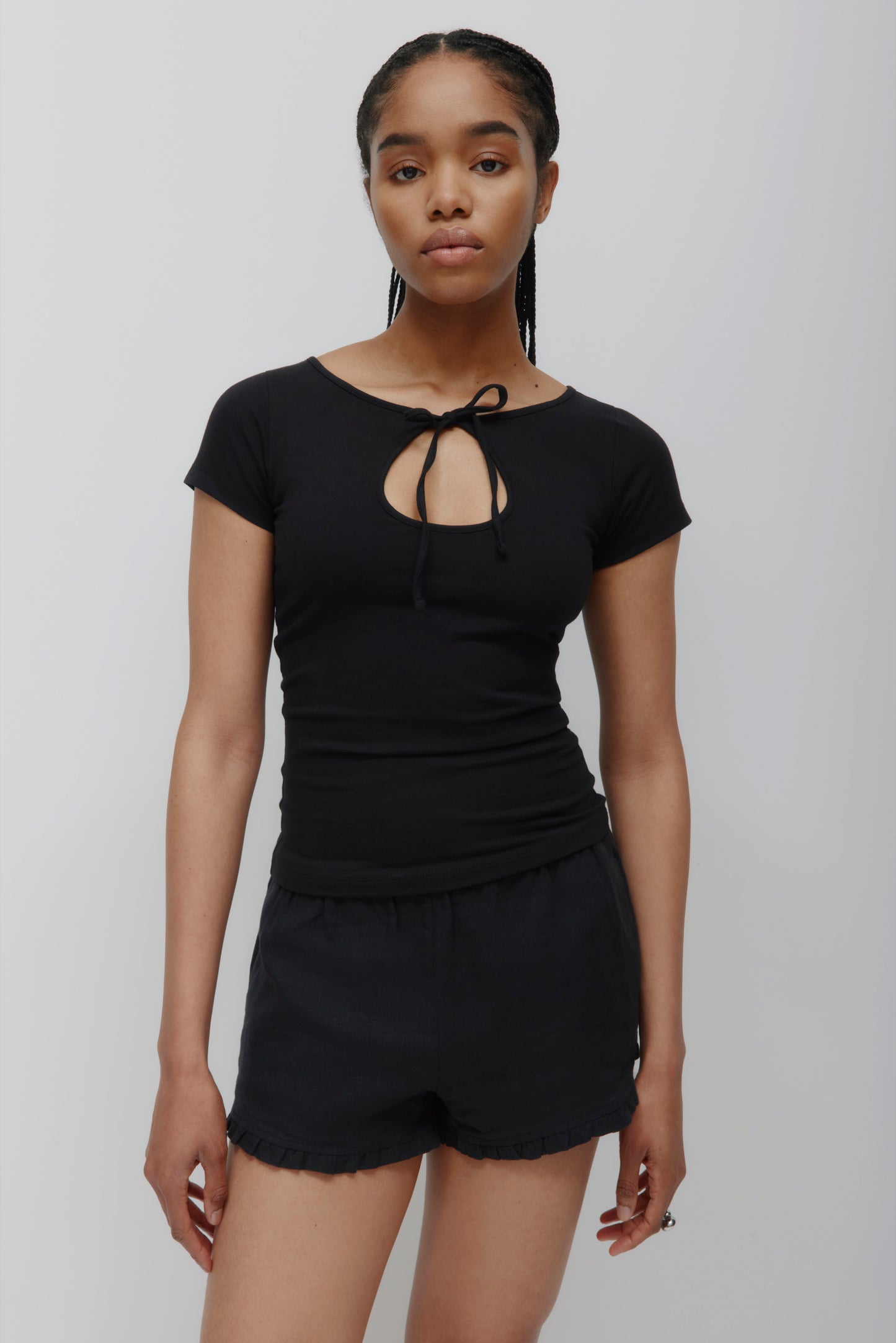 Women's Layn Keyhole Tee in Black