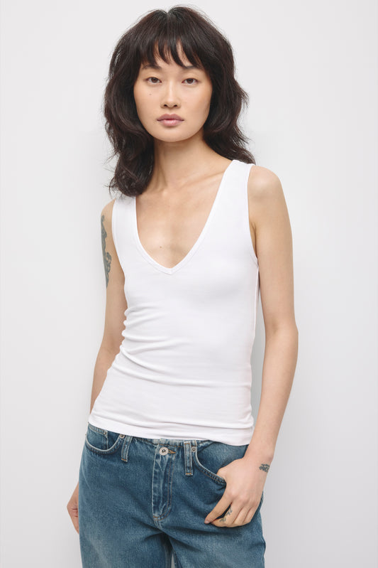 Women's Layn V-Neck Tanks in White