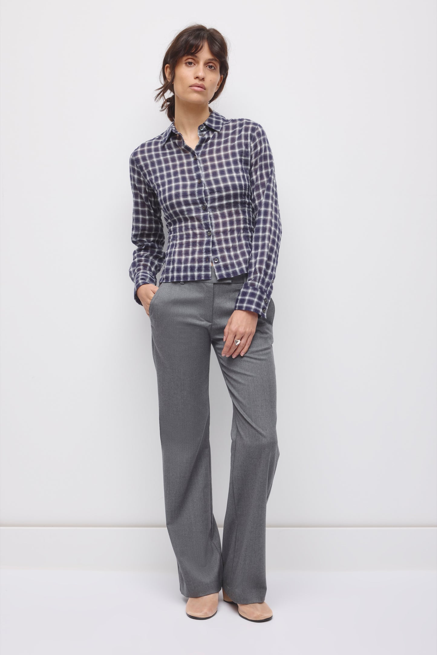 Women's Luma Check Shirt in Deep Ocean Check