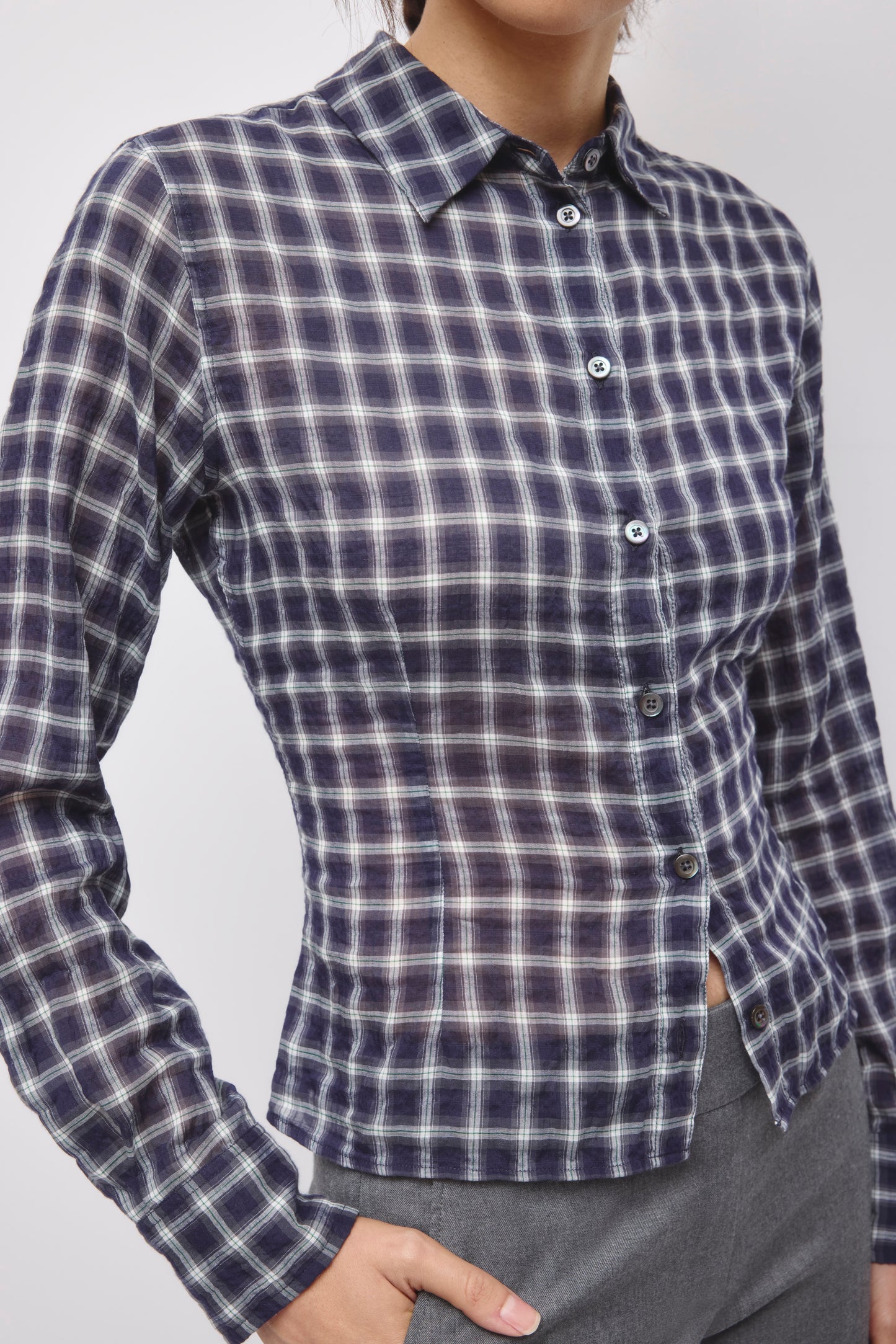 Women's Luma Check Shirt in Deep Ocean Check