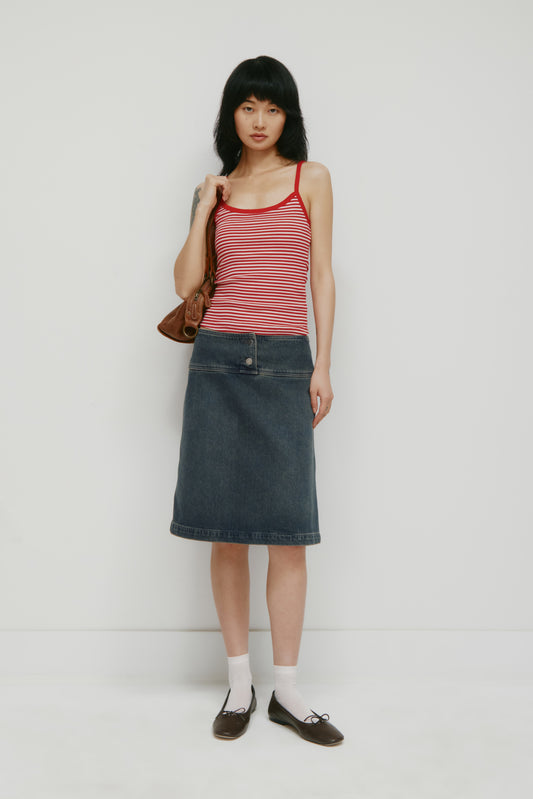 Women's Micro Rib Cami in Pink Frost/Salsa Stripe
