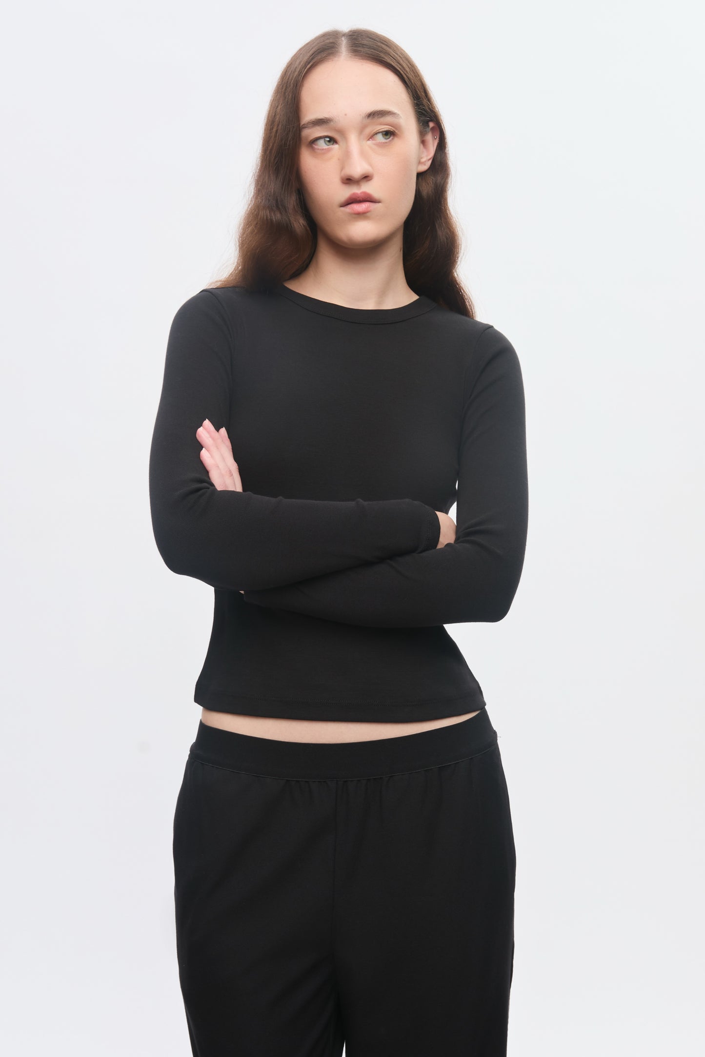 Women's Micro Rib Longsleeve in Black