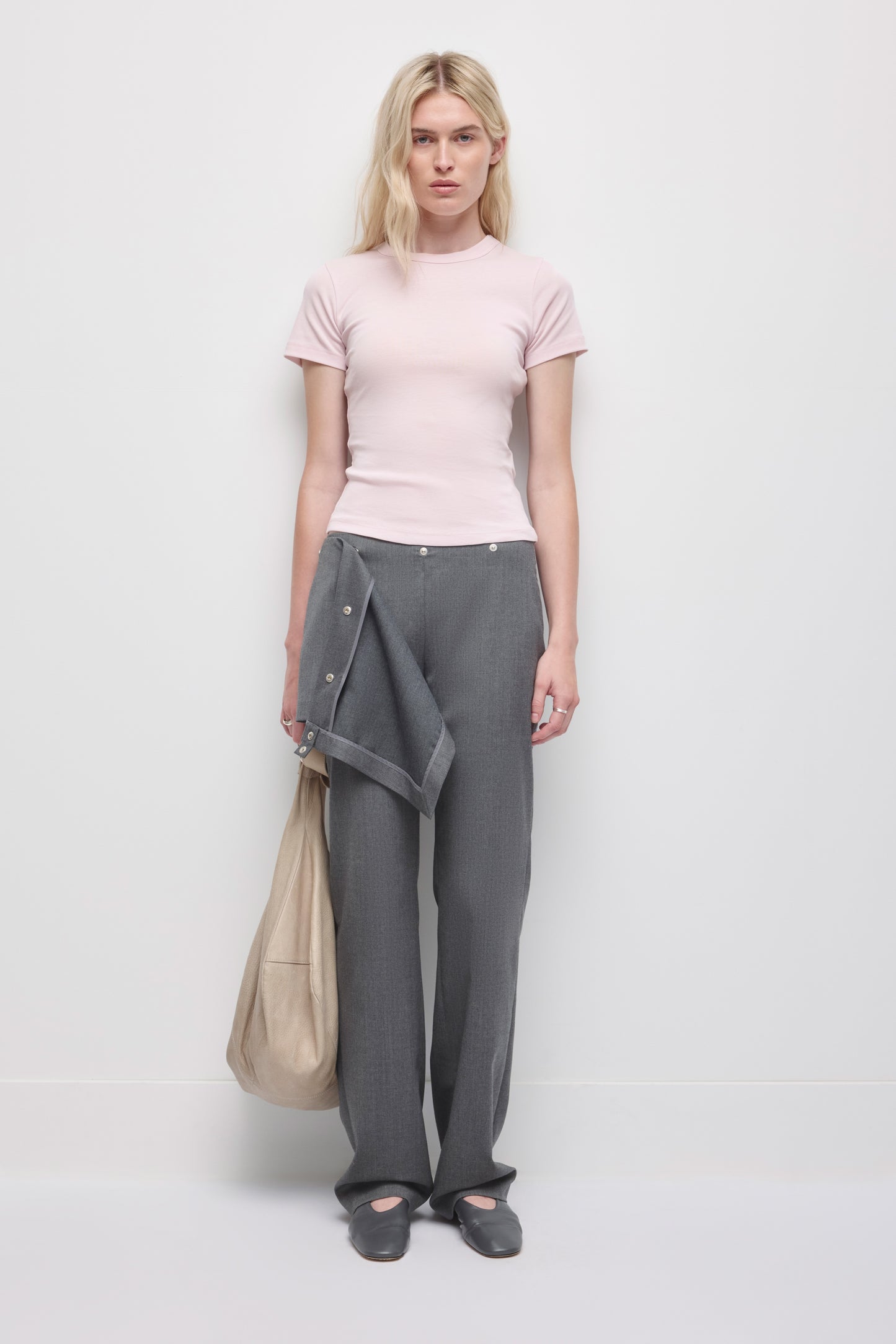 Women's Micro Rib Tee  in Barely Pink
