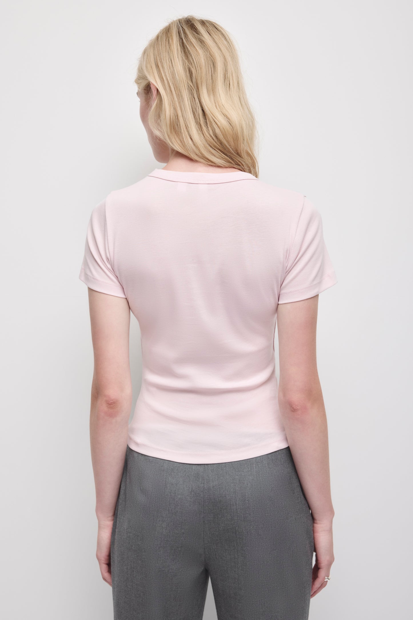 Women's Micro Rib Tee  in Barely Pink
