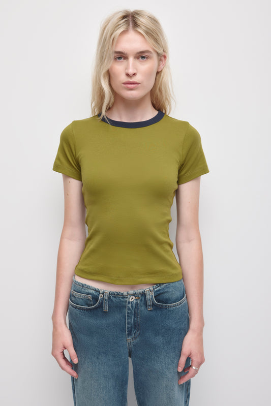 Women's Micro Rib Tee  in Cardamom/Deep Ocean