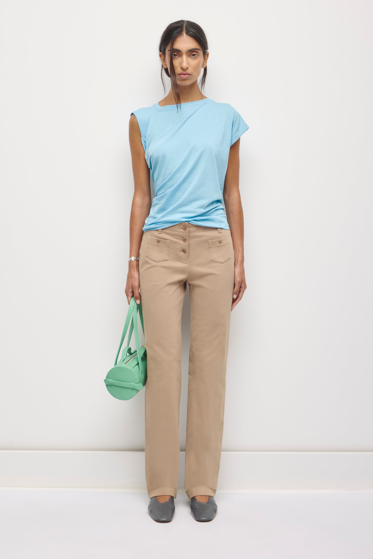 Women's Mina Twisted Tee in Azure