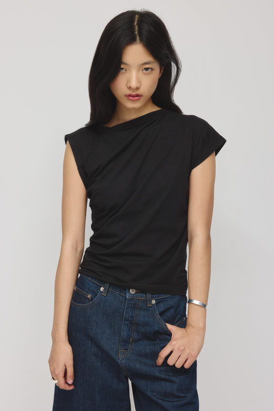 Women's Mina Twisted Tee in Black