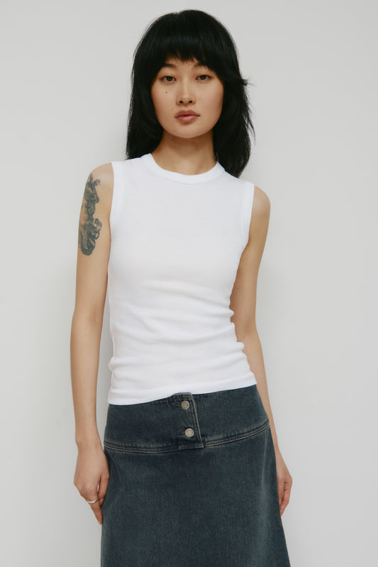 Women's Muscle Tank in White