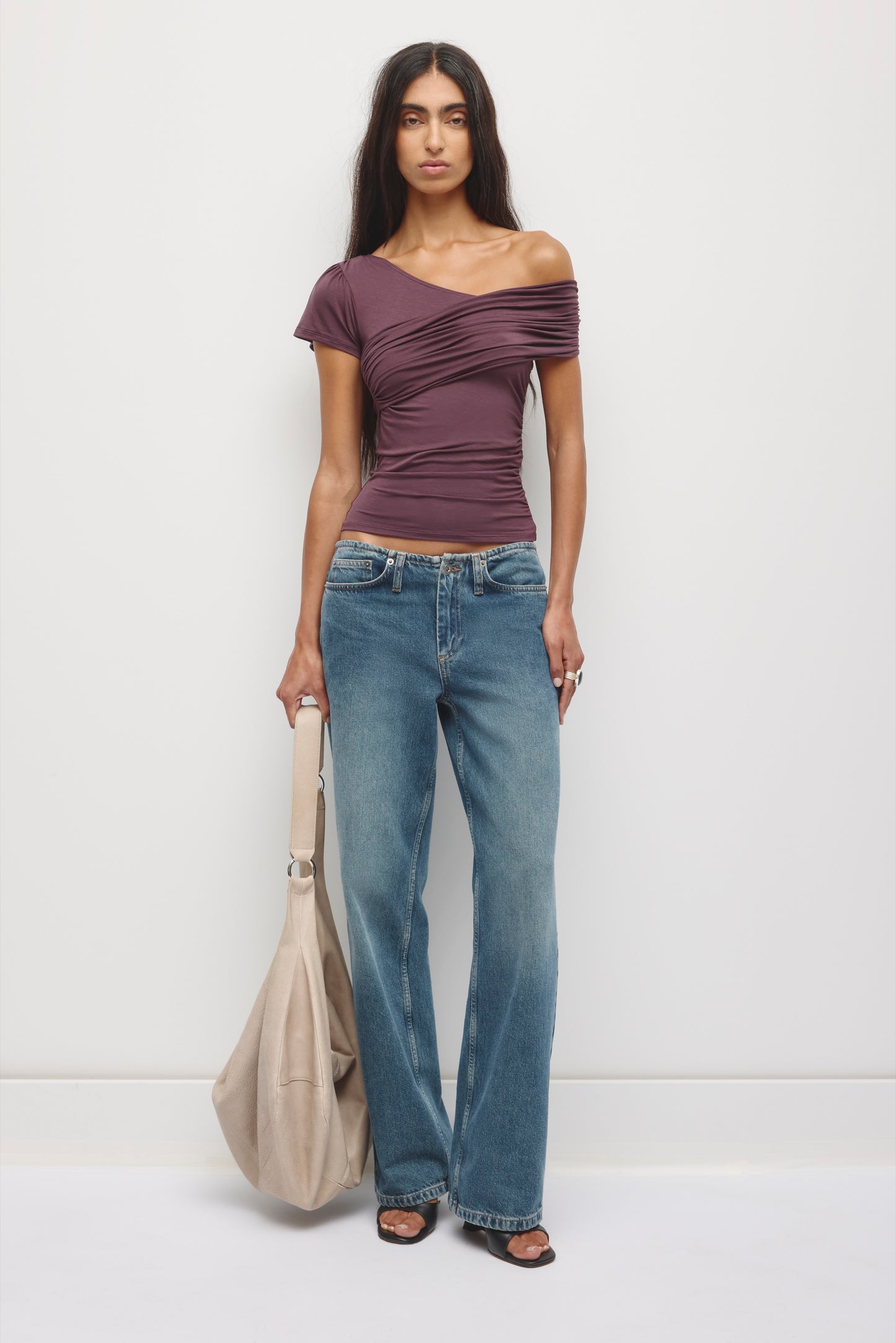 Women's Nayla Asymmetric Tee in Chocolate Plum