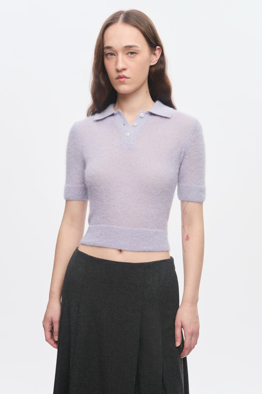 Women's Noor Fuzzy Polo in Mauve