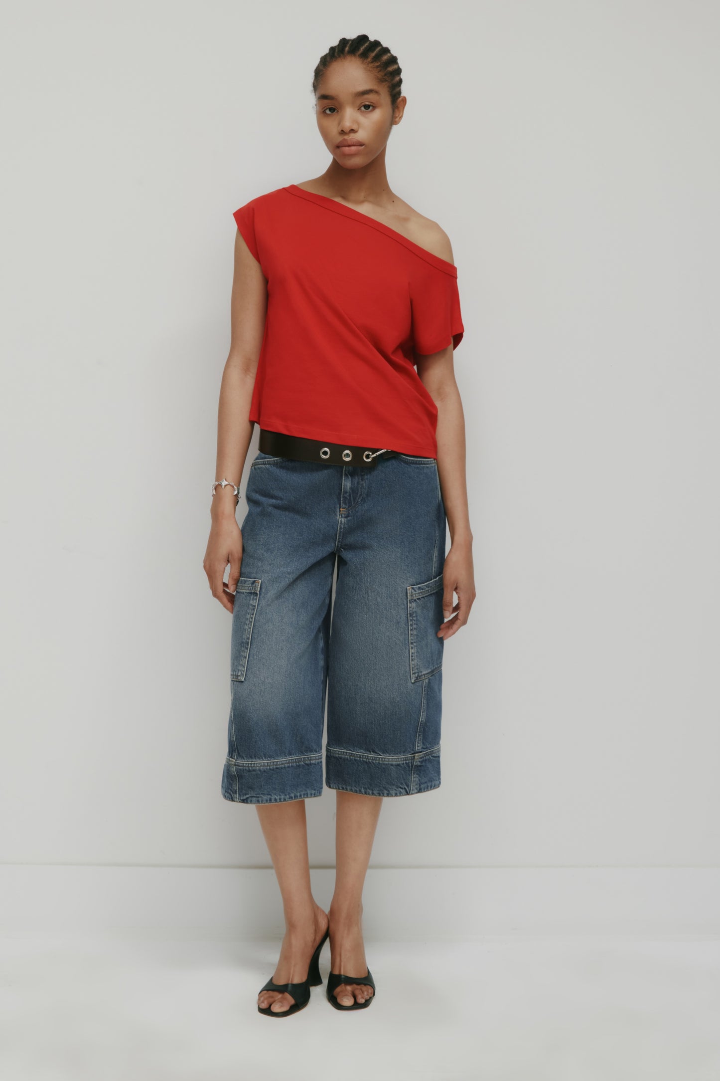 Women's Off Shoulder Tee in Salsa