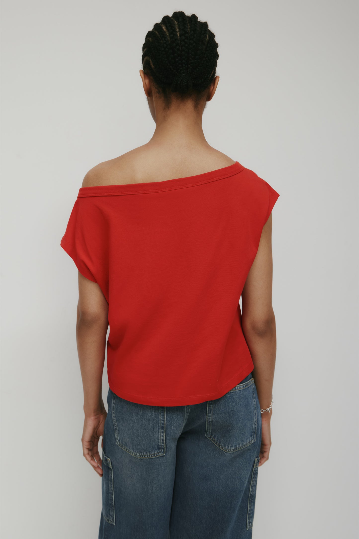 Women's Off Shoulder Tee in Salsa
