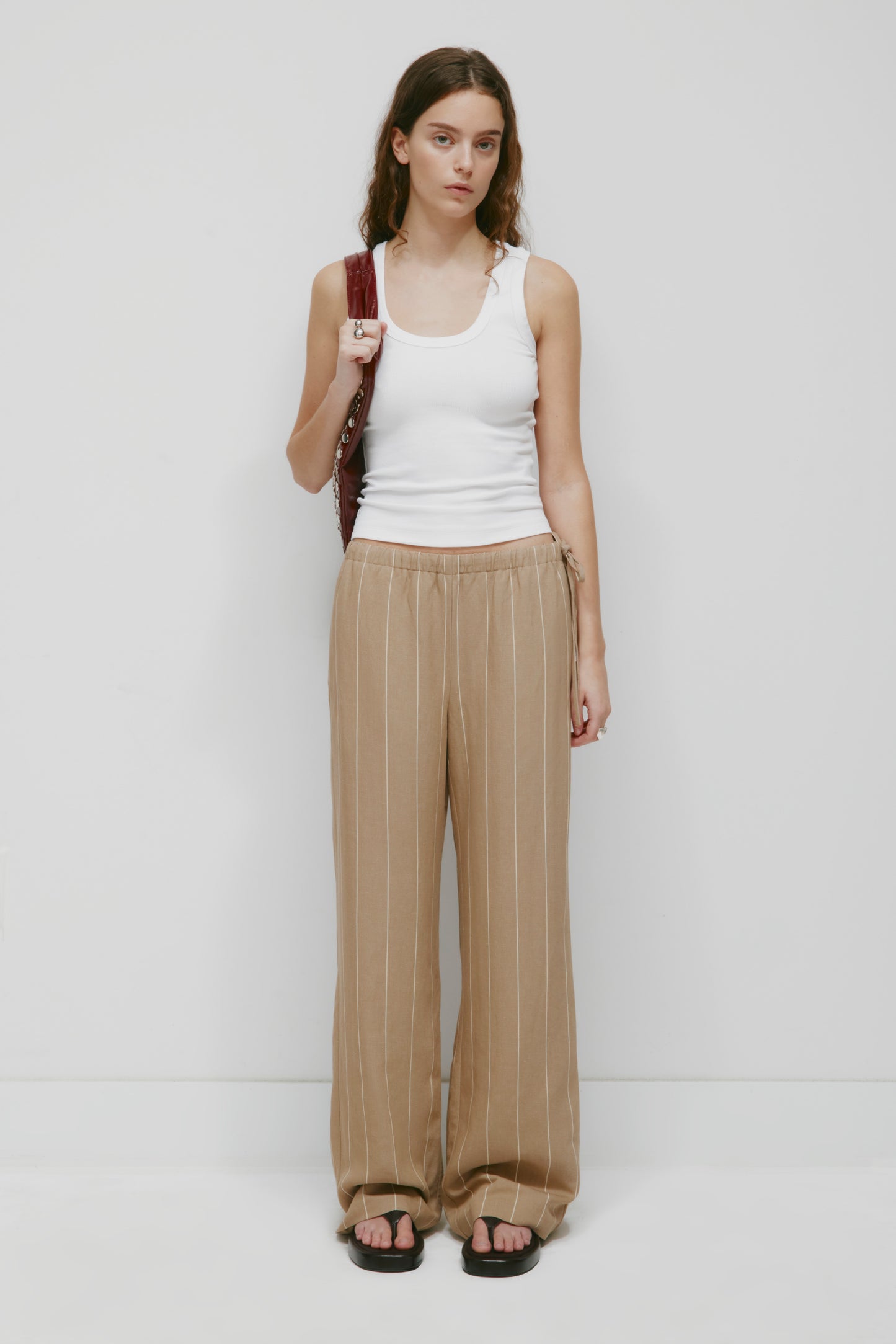 Women's Persea Linen Tie Pant in Safari Stripe