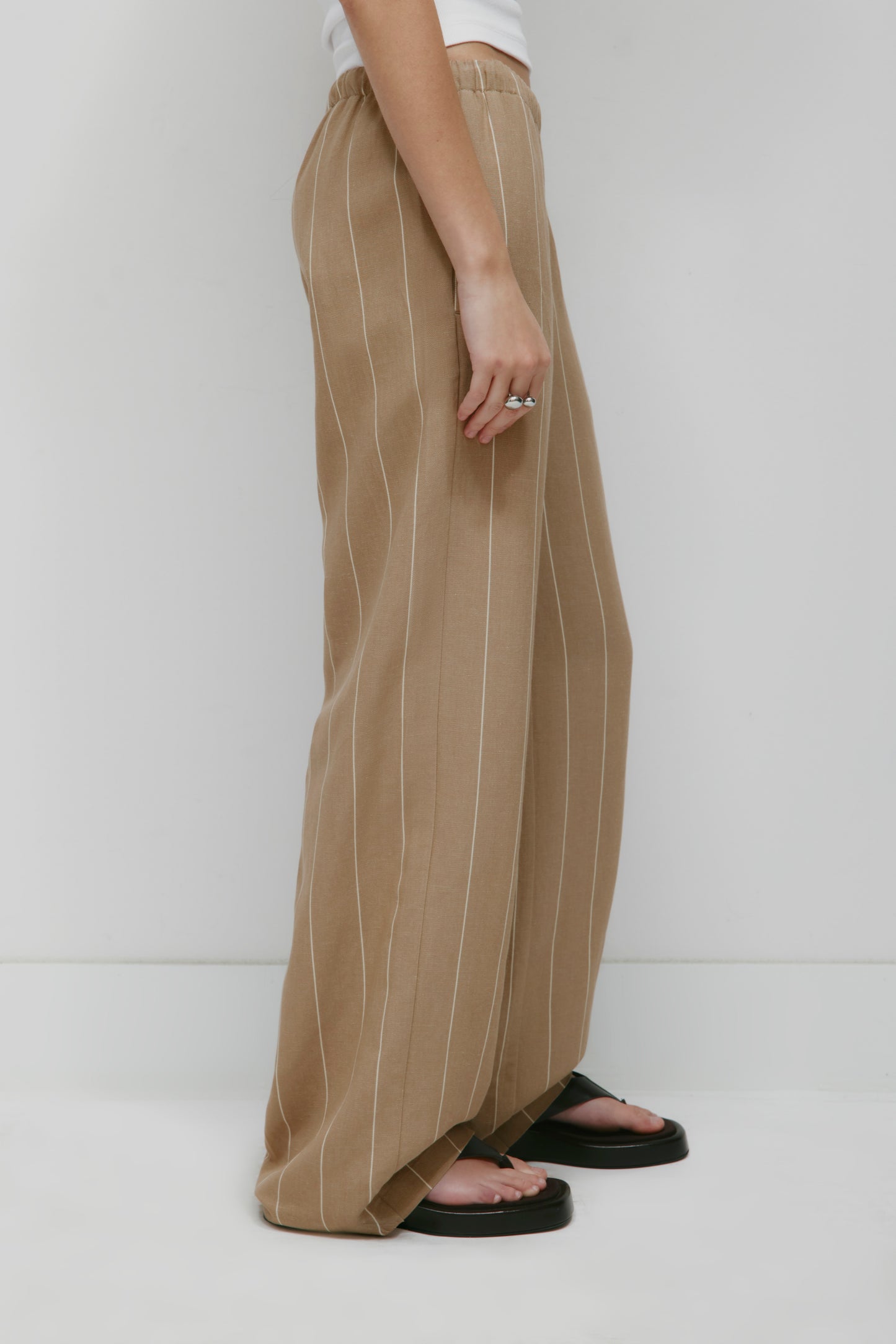 Women's Persea Linen Tie Pant in Safari Stripe