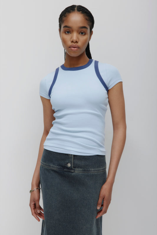 Women's Racer Tank in Blue Aura/Dark Indigo
