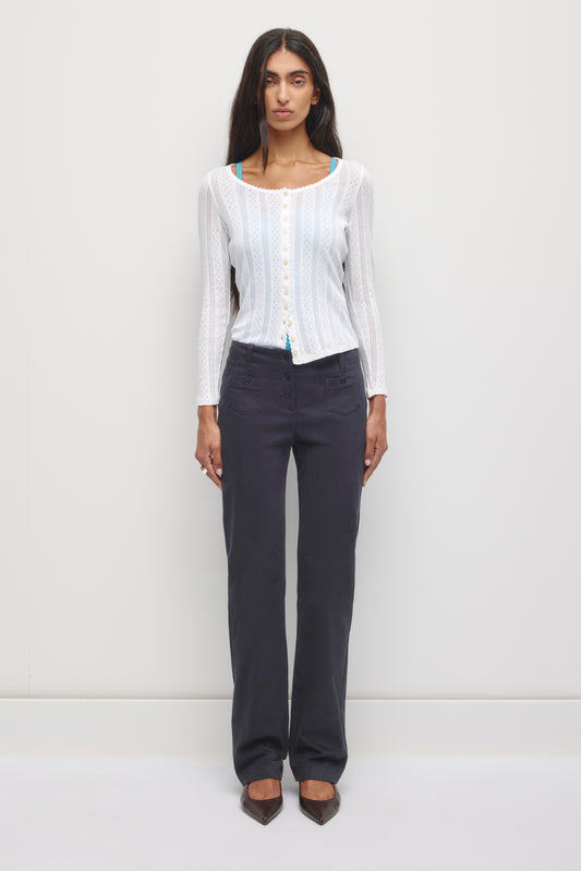 Women's Rafa Low rise Twill Pant in Deep Ocean