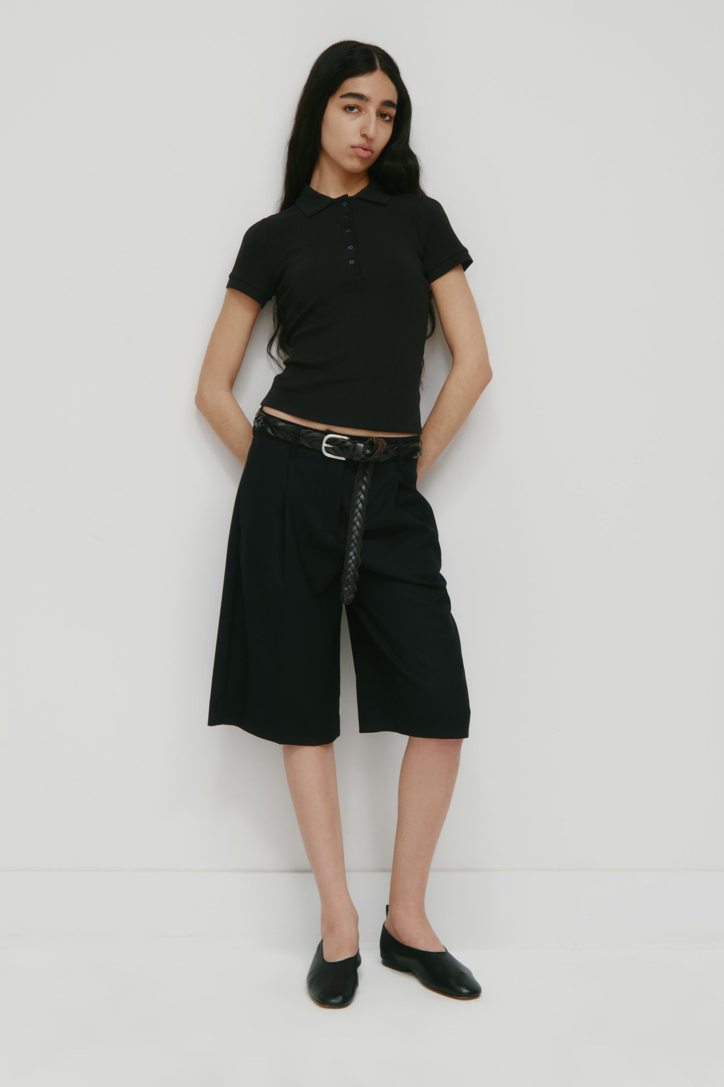 Women's Rib Polo in Black