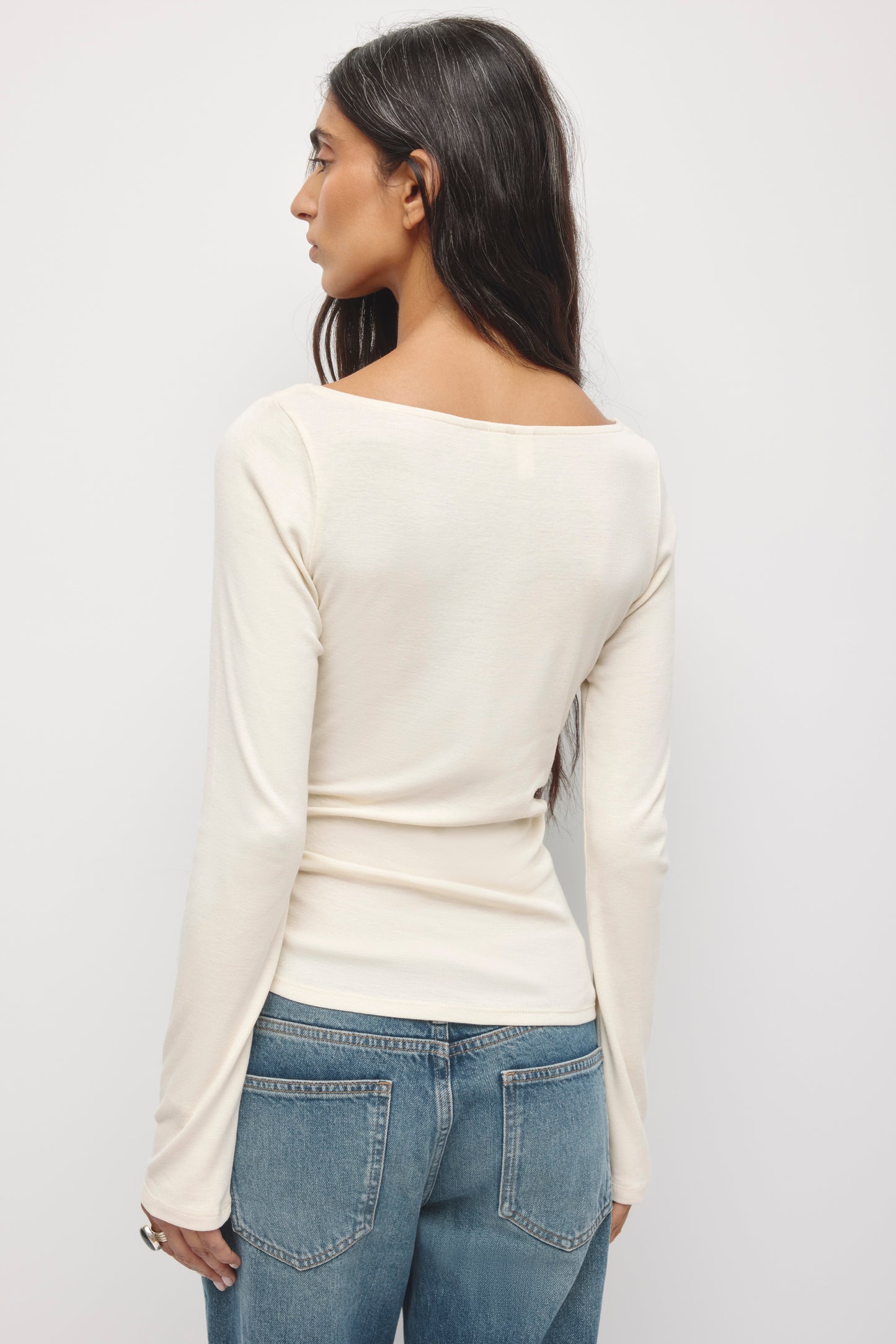 Women's Ruched Boatneck Top in Birch