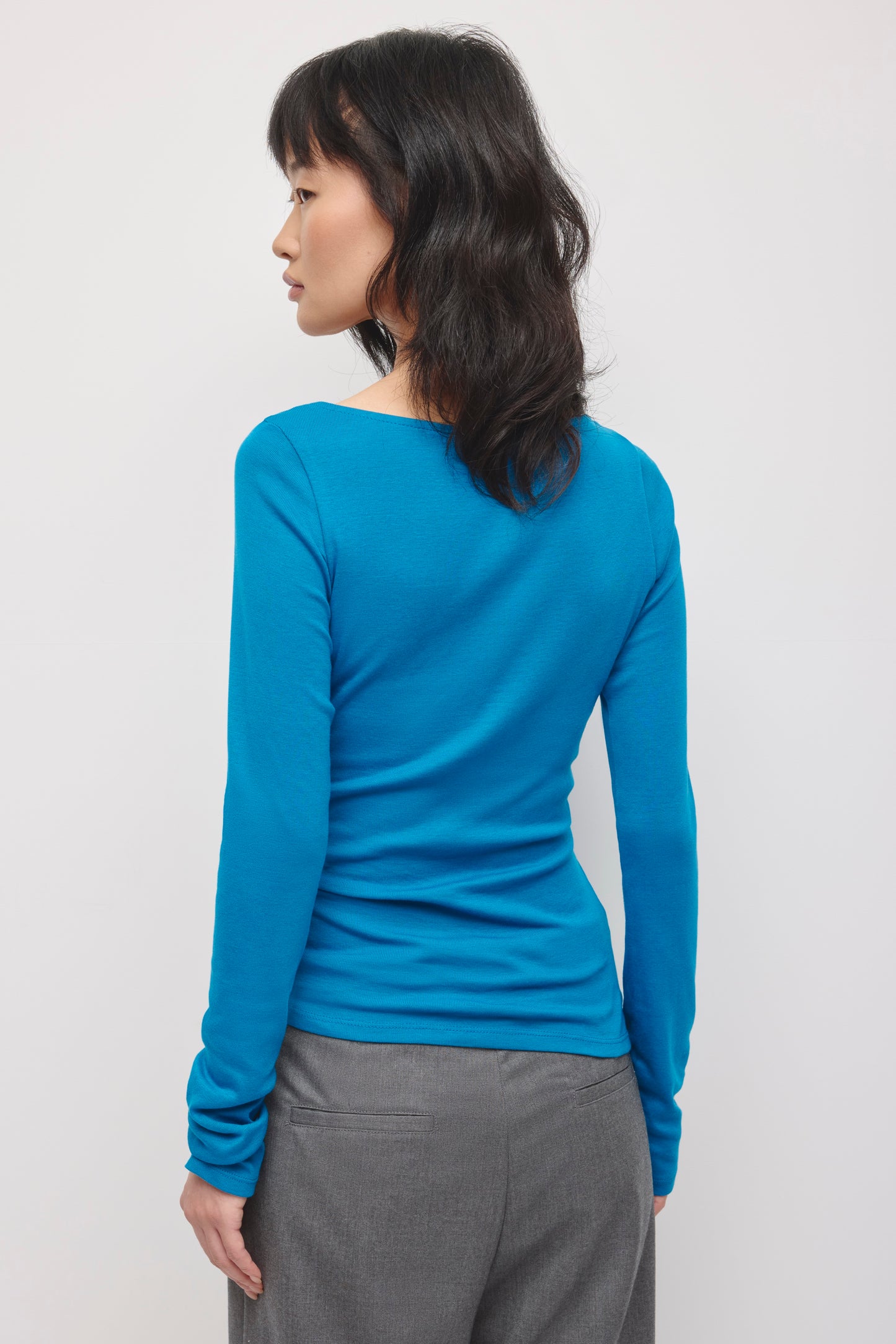 Women's Ruched Boatneck Top in Harbour