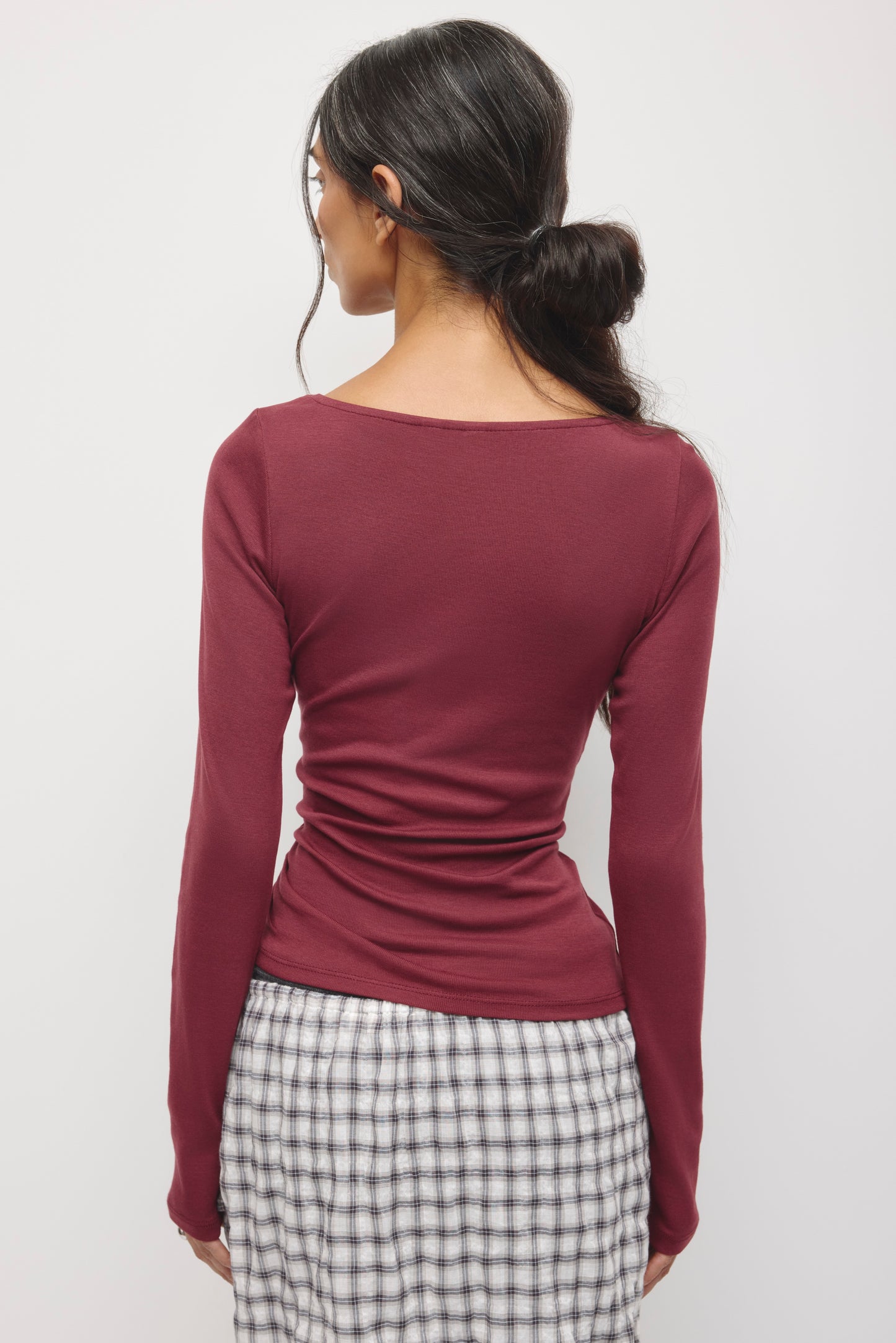 Women's Ruched Boatneck Top in Tawny Port