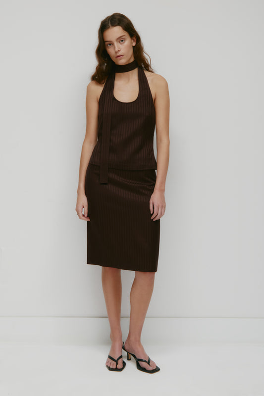 Women's Sahra Midi Skirt in Espresso