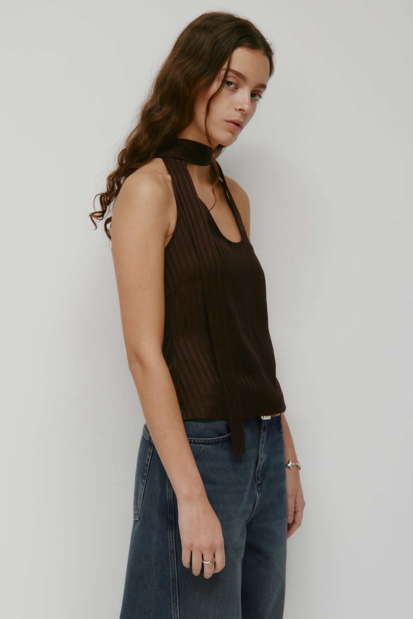 Women's Sahra Tie Blouse in Espresso