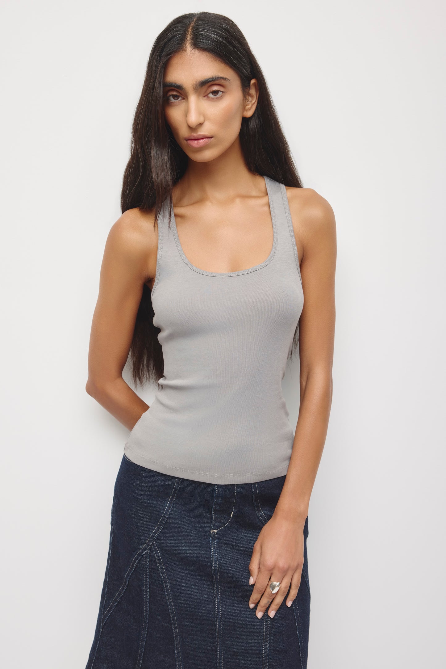 Women's Scoop Racerback Tank in Gypsum