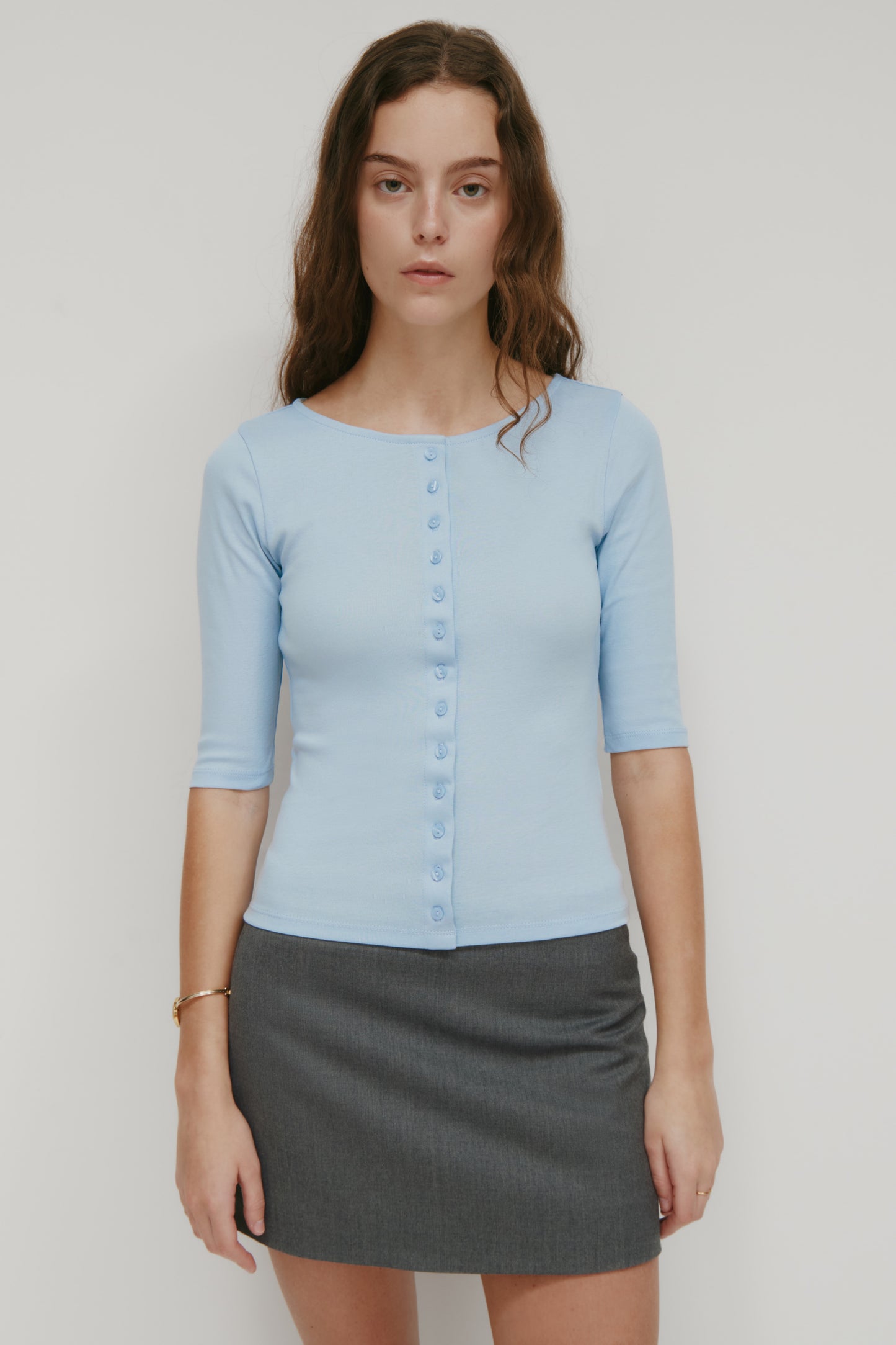 Women's Shortsleeve Cardigan in Blue Aura