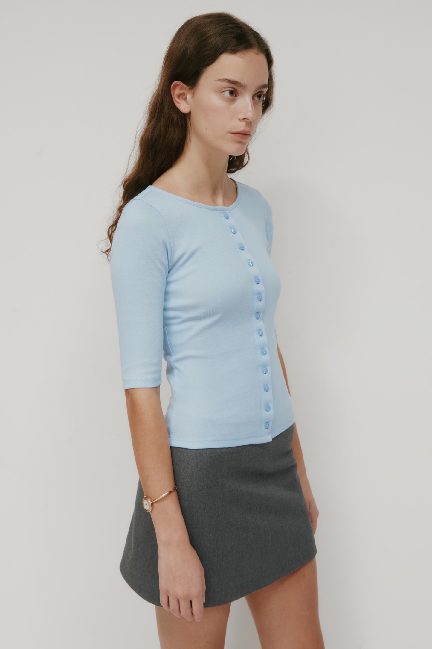 Women's Shortsleeve Cardigan in Blue Aura