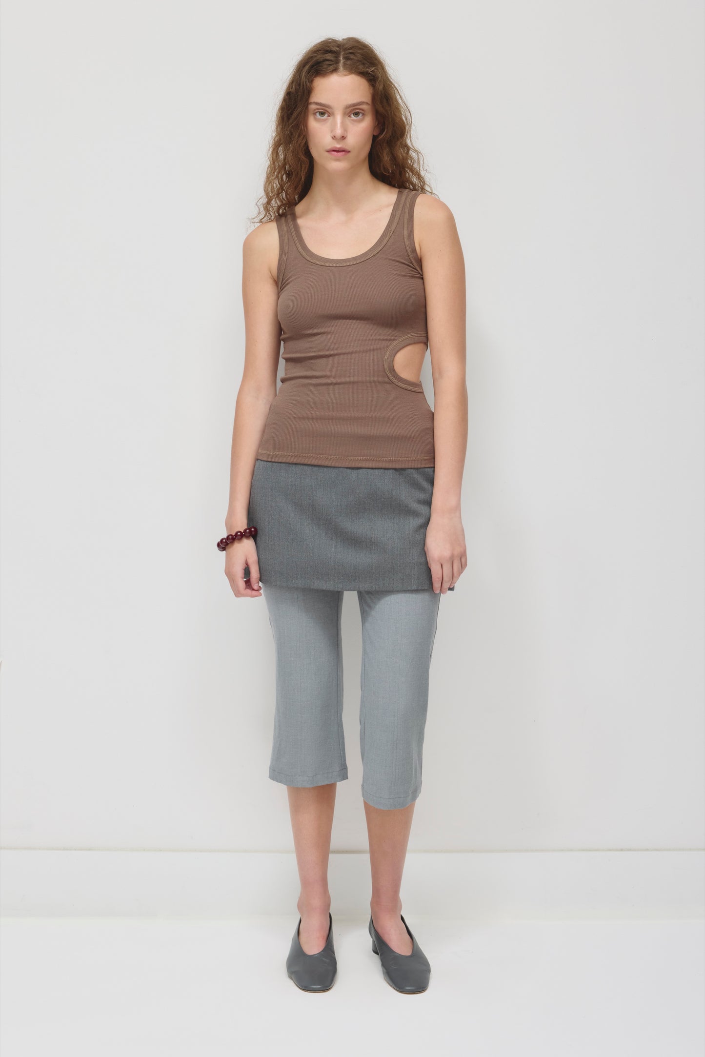 Women's Side Cutout Tank in Bark