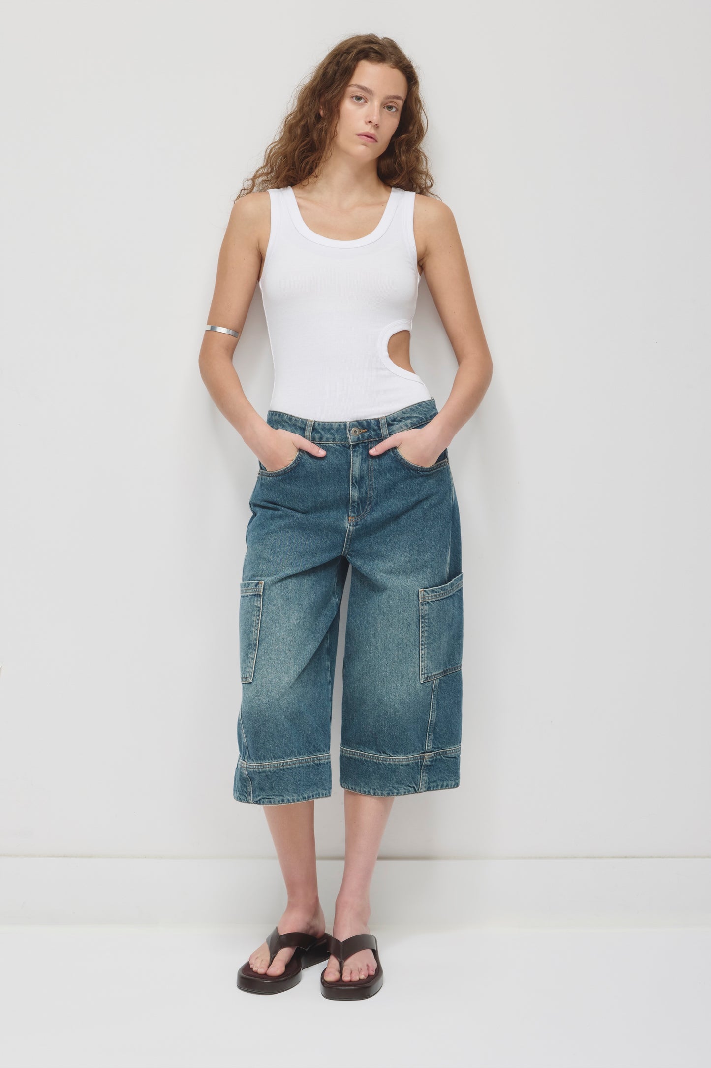 Women's Side Cutout Tank in White