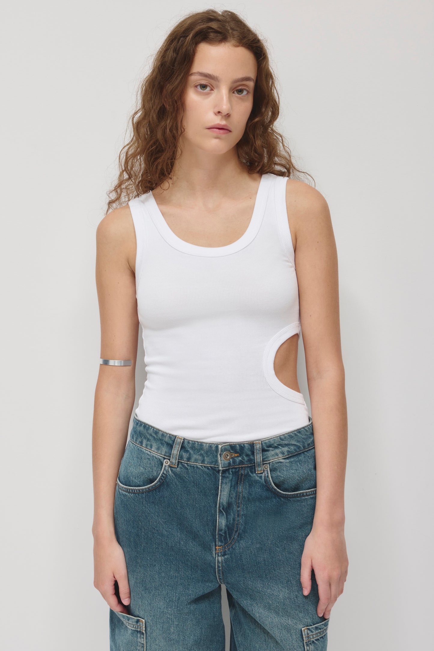 Women's Side Cutout Tank in White