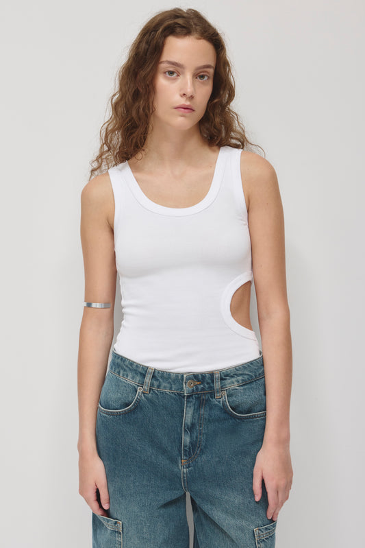 Women's Side Cutout Tank in White