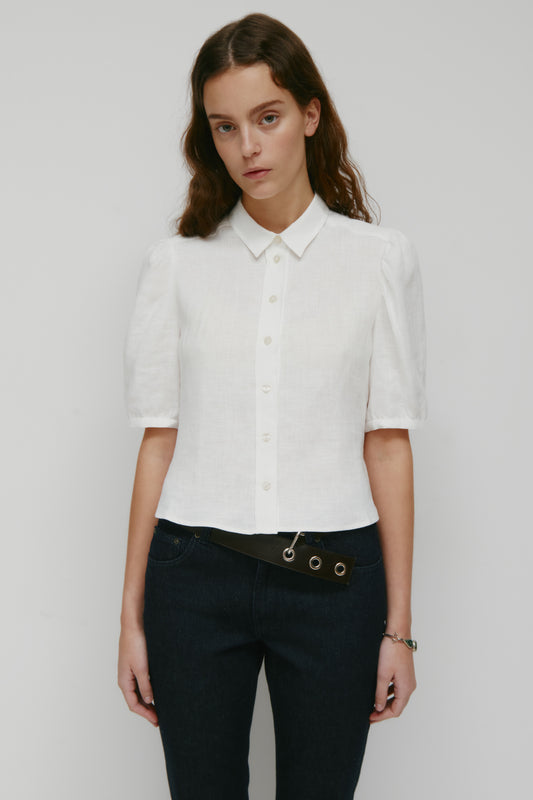 Women's Sila Linen Blouse in Marshmallow