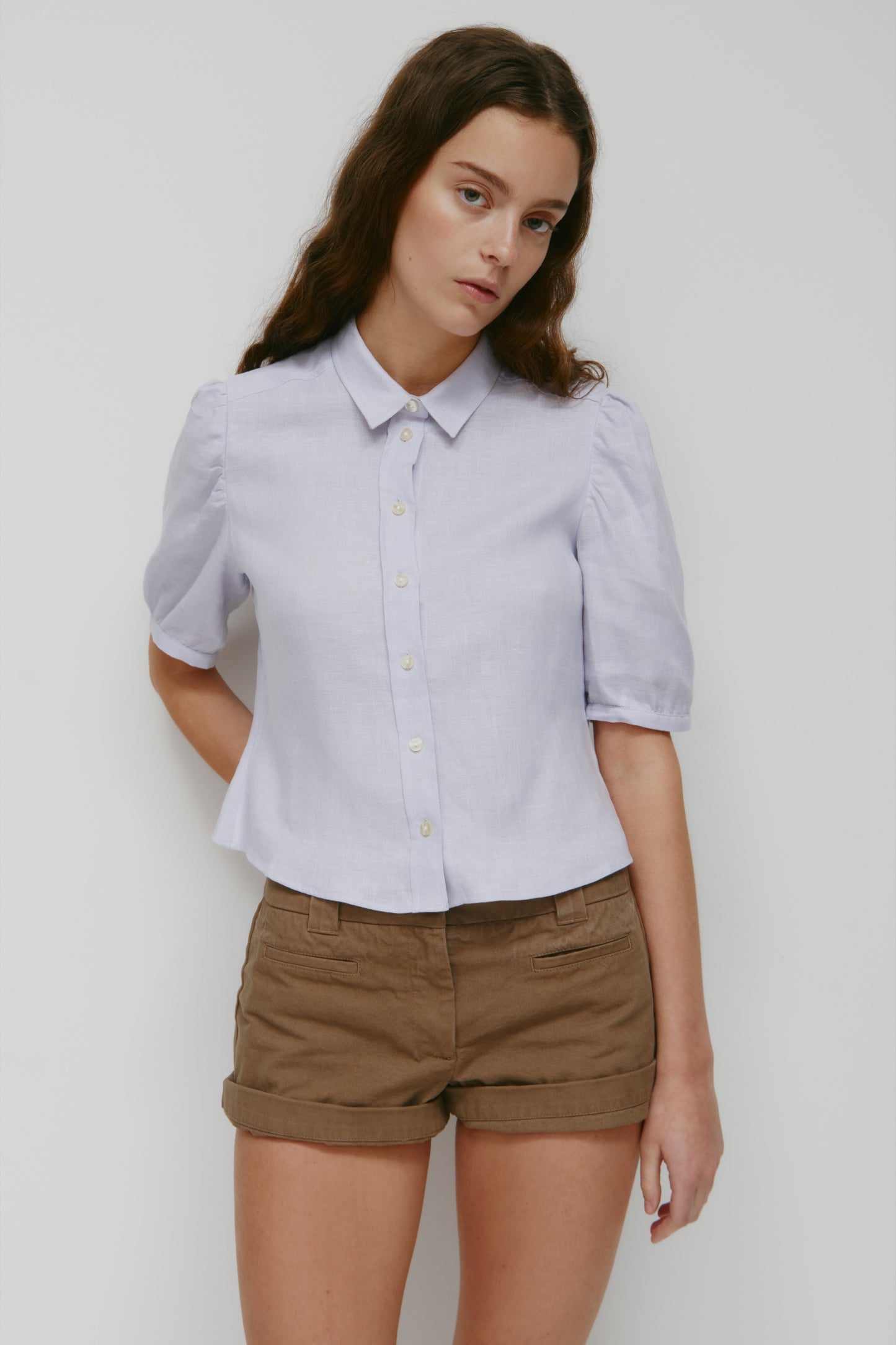 Women's Sila Linen Blouse in Thistle