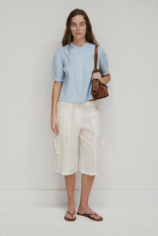 Women's Sila Linen Tie Short in Marshmallow