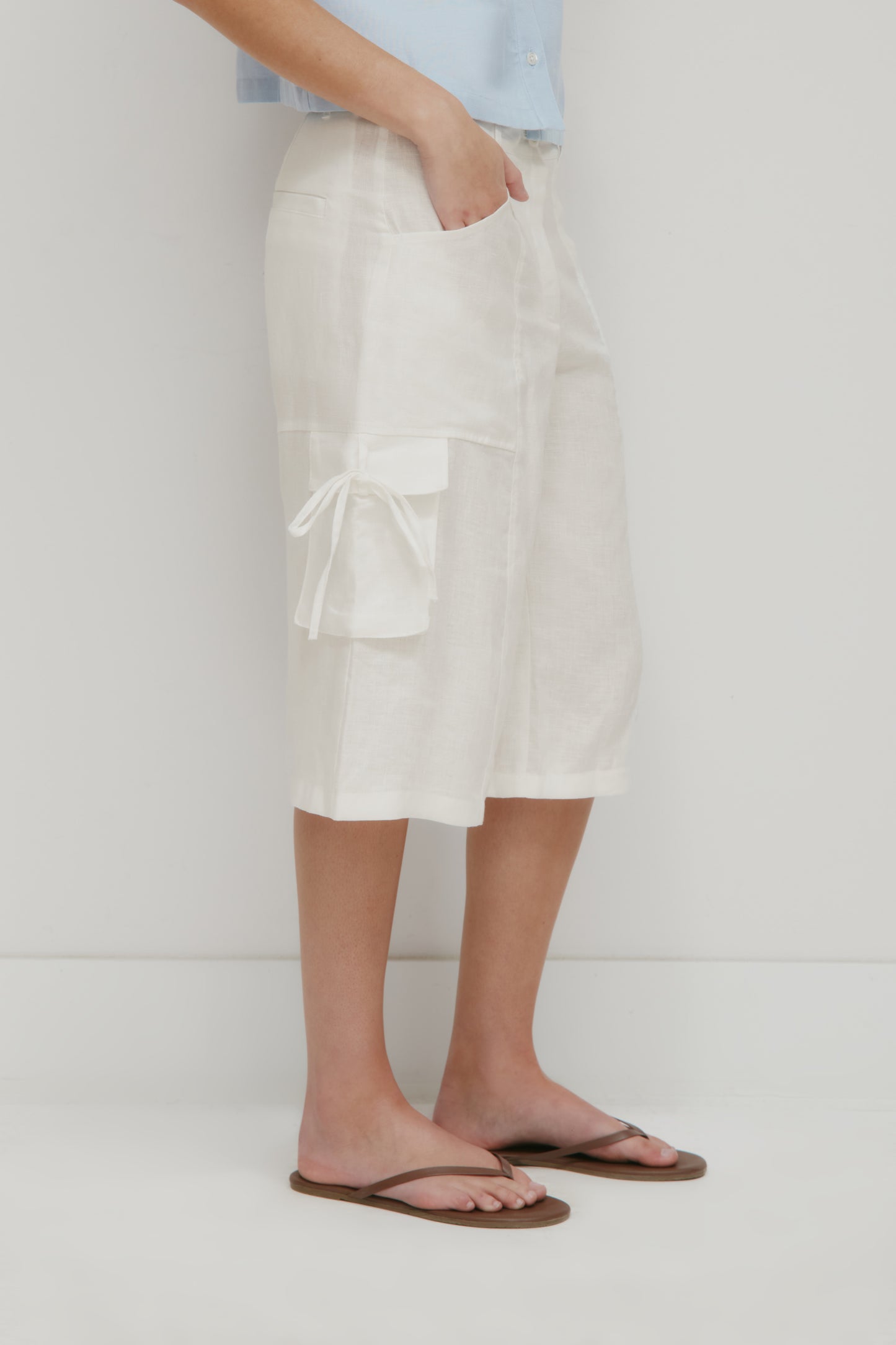 Women's Sila Linen Tie Short in Marshmallow