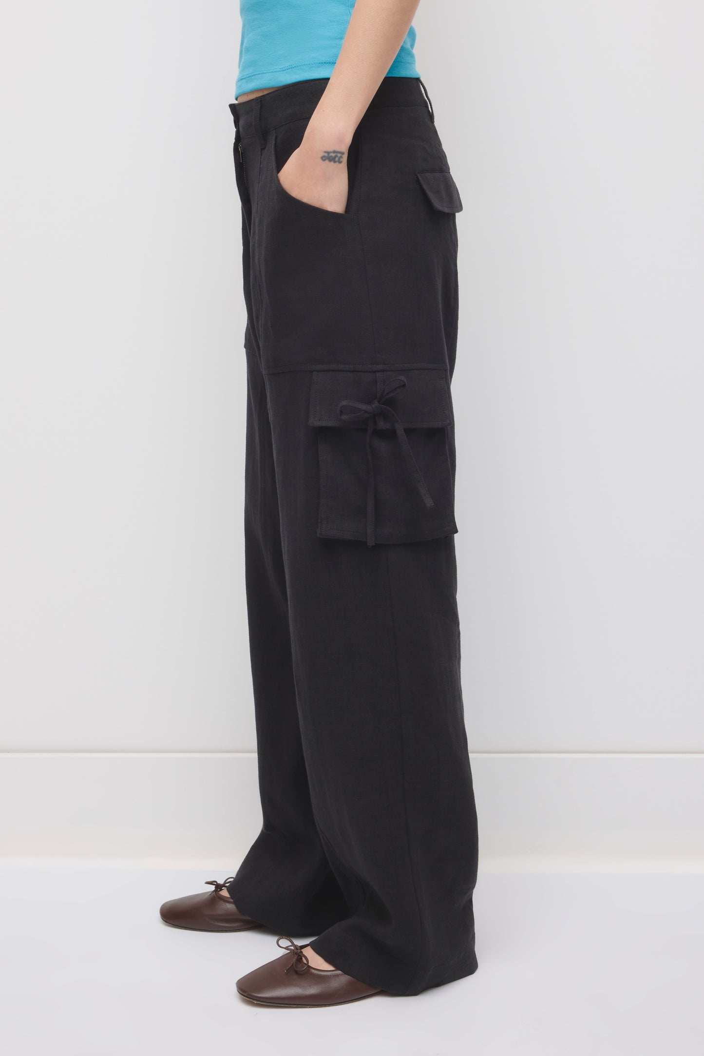 Women's Sila Linen Tie Pant in Bark