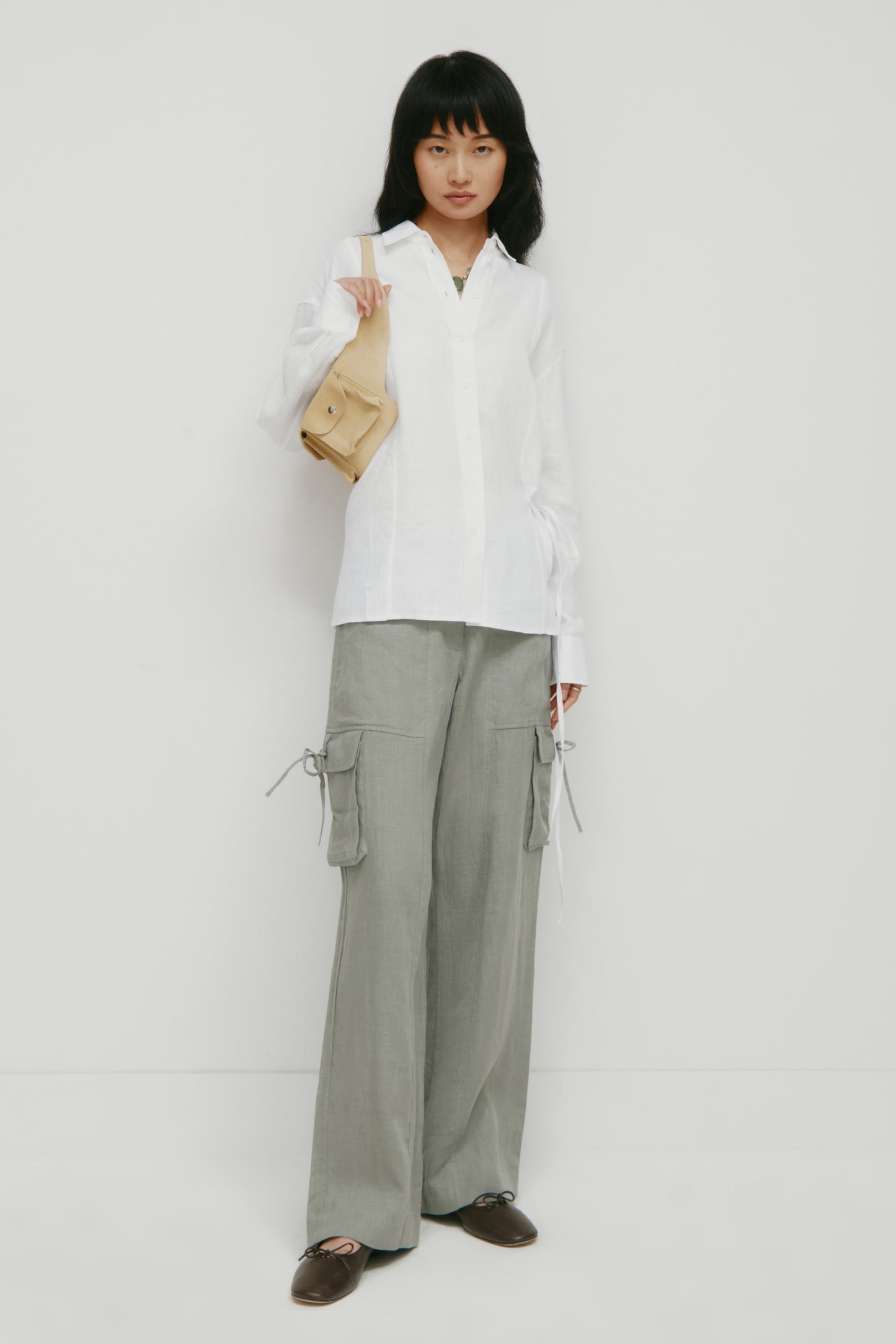 Women's Sila Linen Tie Pant in Shadow